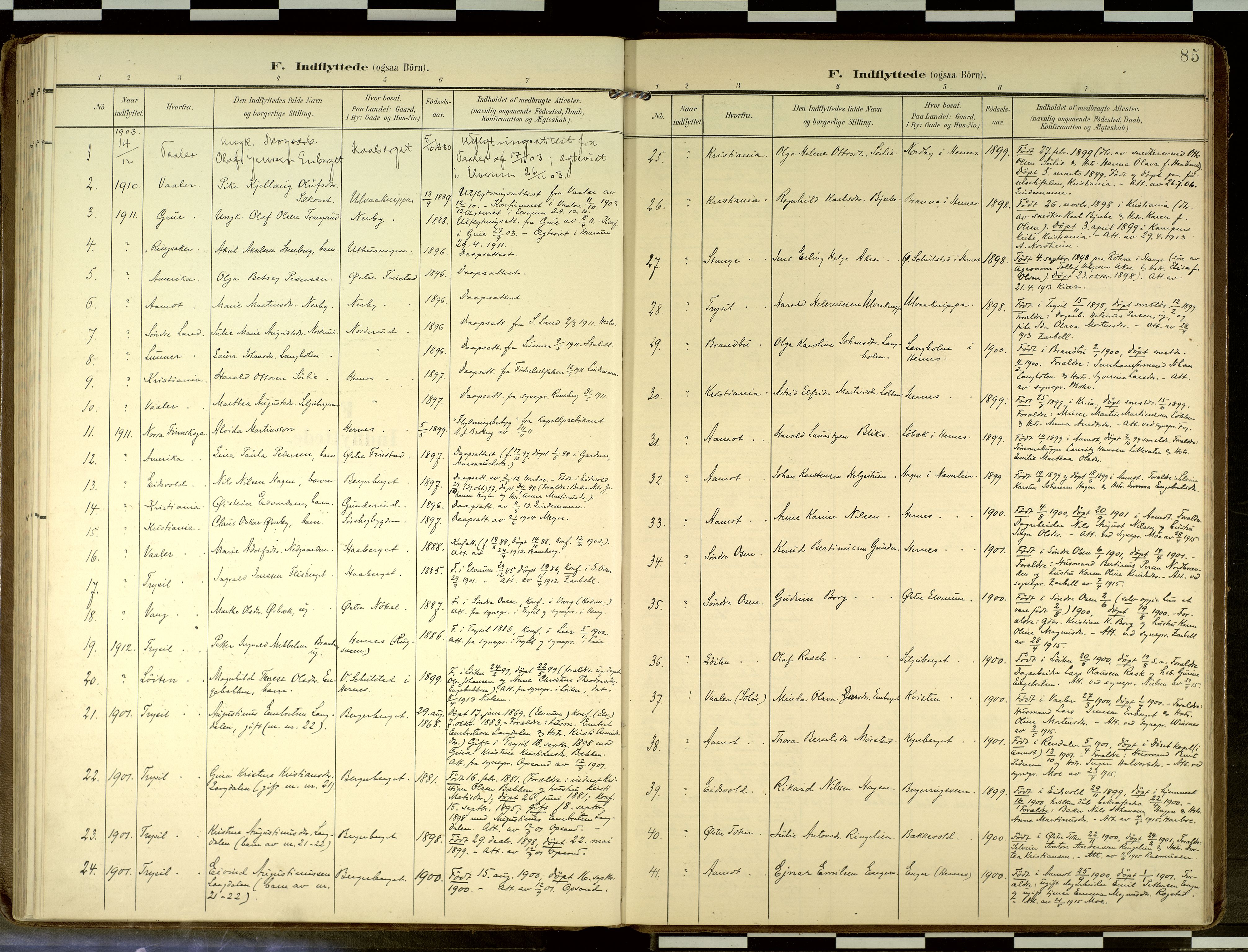 Elverum prestekontor, AV/SAH-PREST-044/H/Ha/Haa/L0019: Parish register (official) no. 19, 1903-1926, p. 85