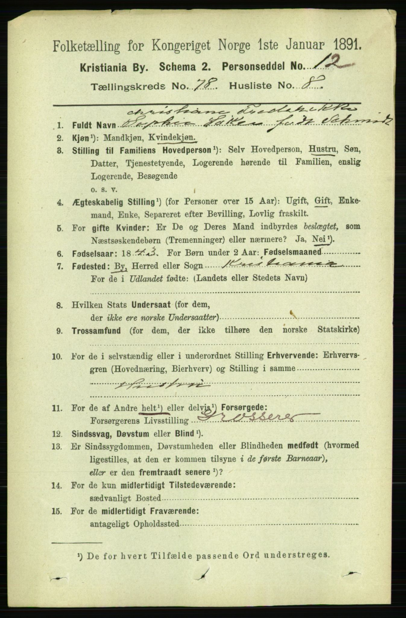 RA, 1891 census for 0301 Kristiania, 1891, p. 40994