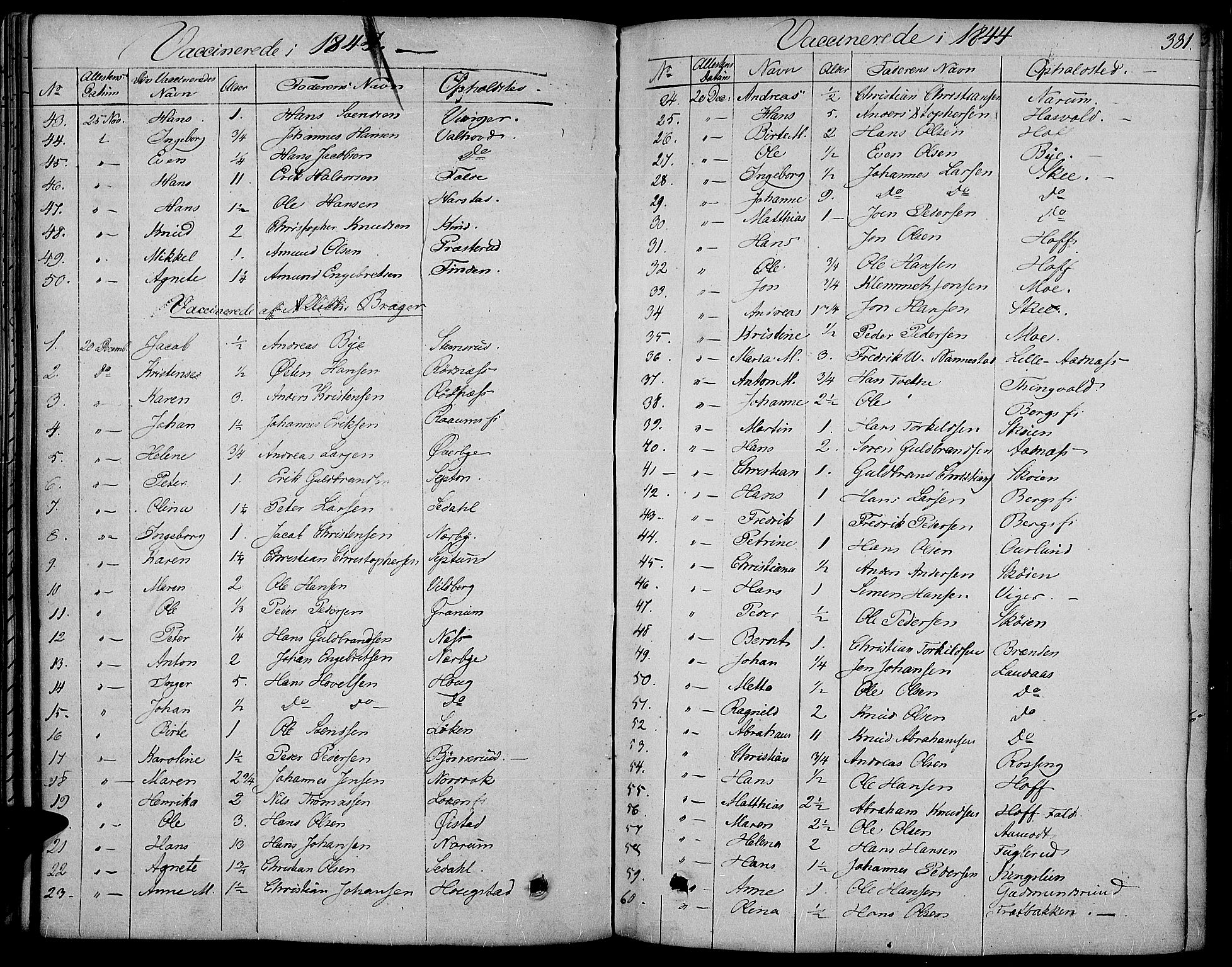 Land prestekontor, AV/SAH-PREST-120/H/Ha/Haa/L0008: Parish register (official) no. 8, 1830-1846, p. 381