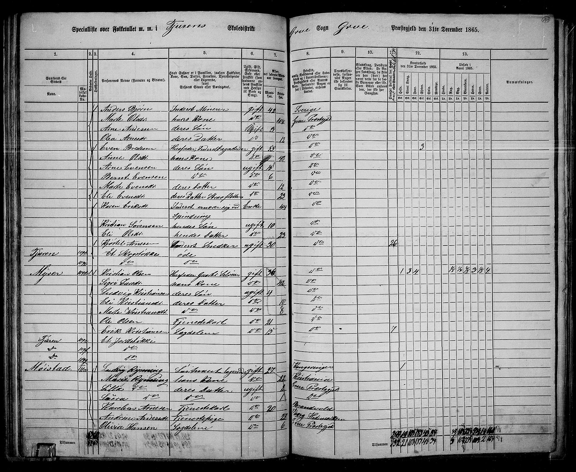 RA, 1865 census for Grue, 1865, p. 118