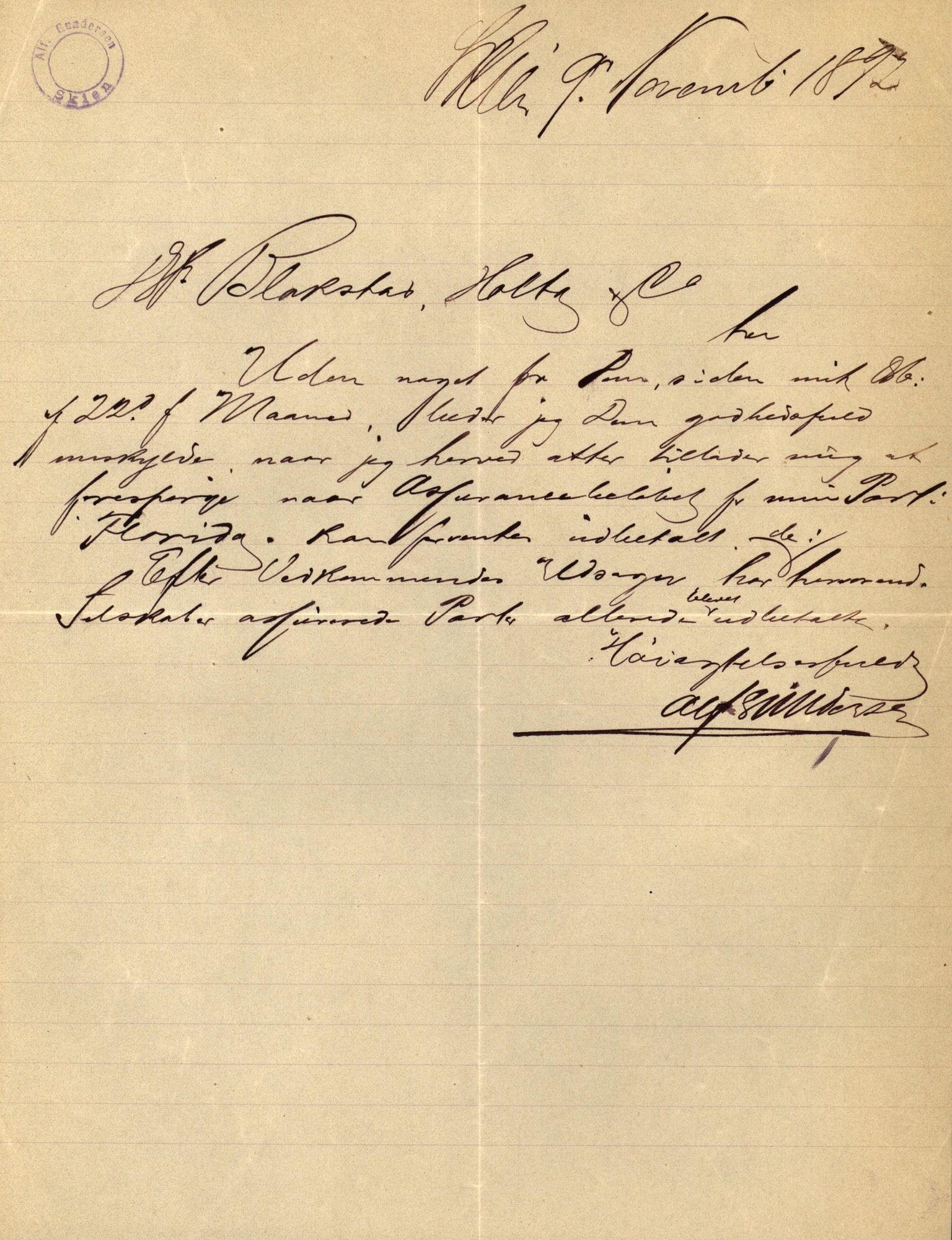 Pa 63 - Østlandske skibsassuranceforening, VEMU/A-1079/G/Ga/L0029/0007: Havaridokumenter / Diamant, Foldin, Aise, Florida, Flora, 1892, p. 124