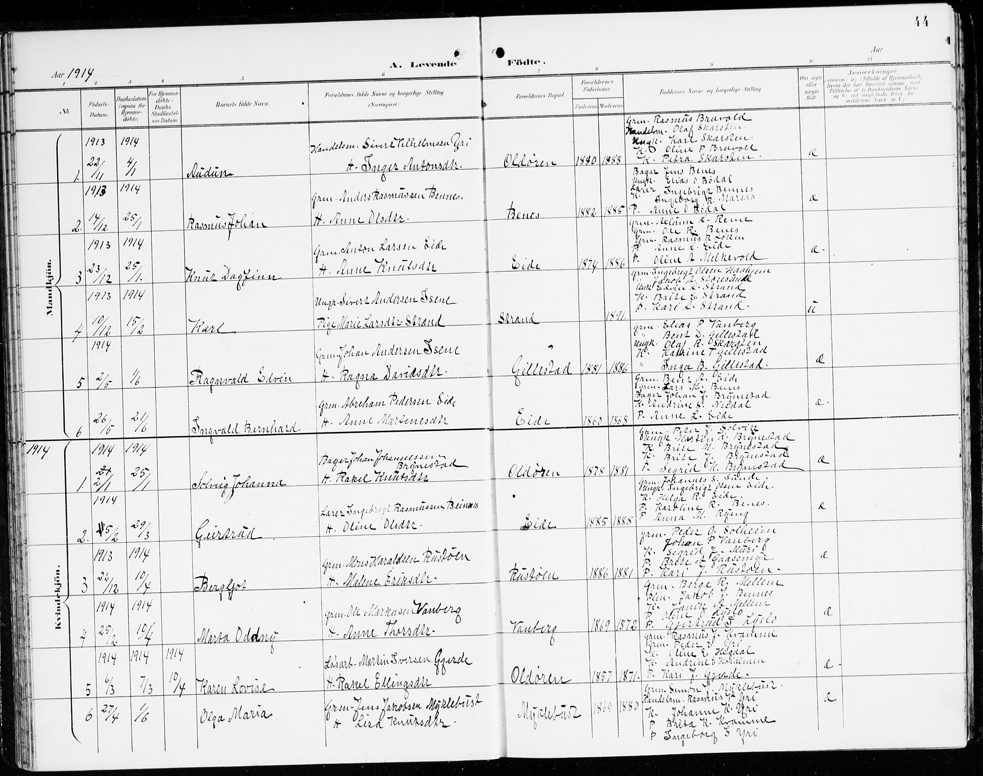 Innvik sokneprestembete, AV/SAB-A-80501: Parish register (official) no. C 2, 1900-1920, p. 44