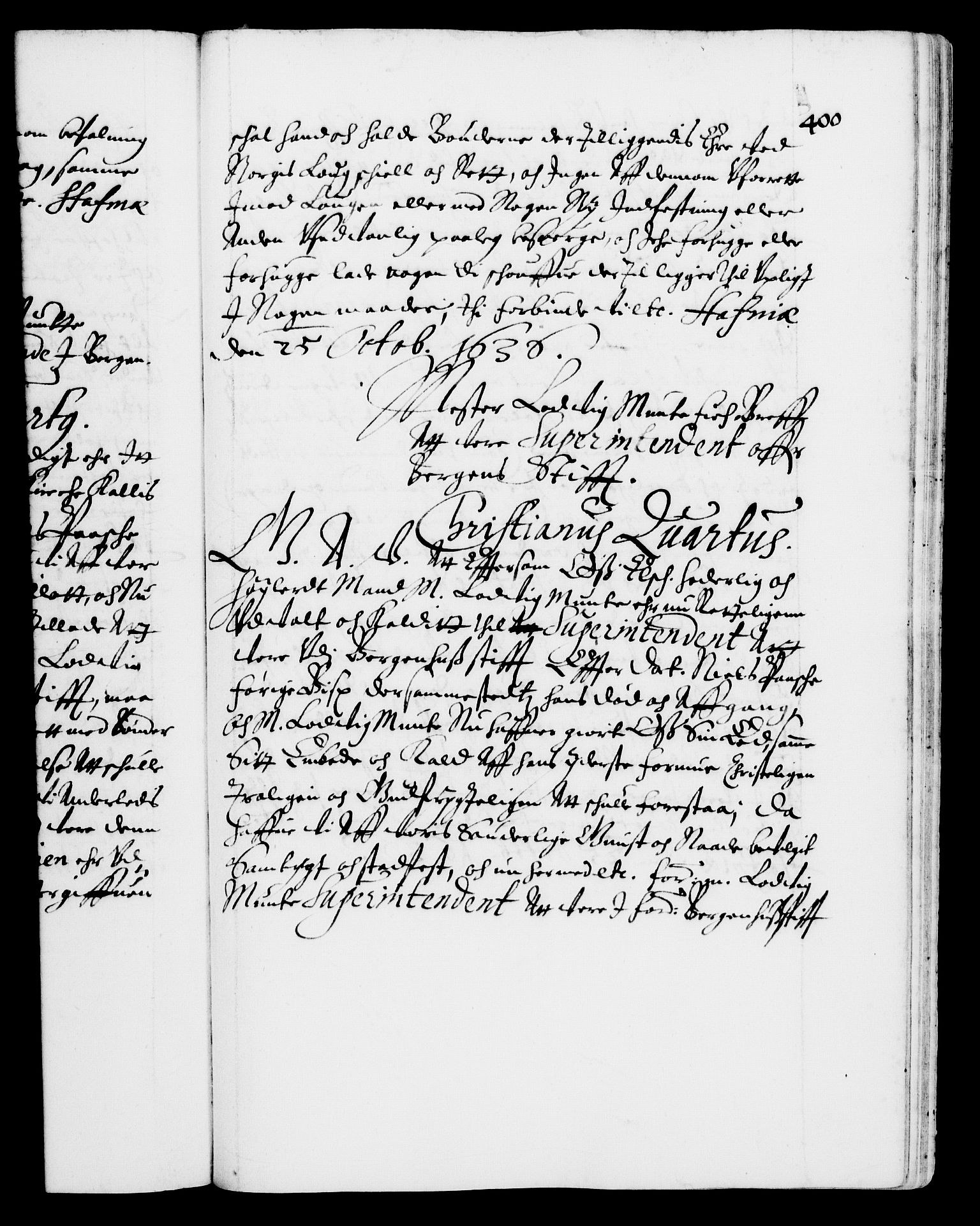 Danske Kanselli 1572-1799, AV/RA-EA-3023/F/Fc/Fca/Fcaa/L0005: Norske registre (mikrofilm), 1631-1636, p. 400a