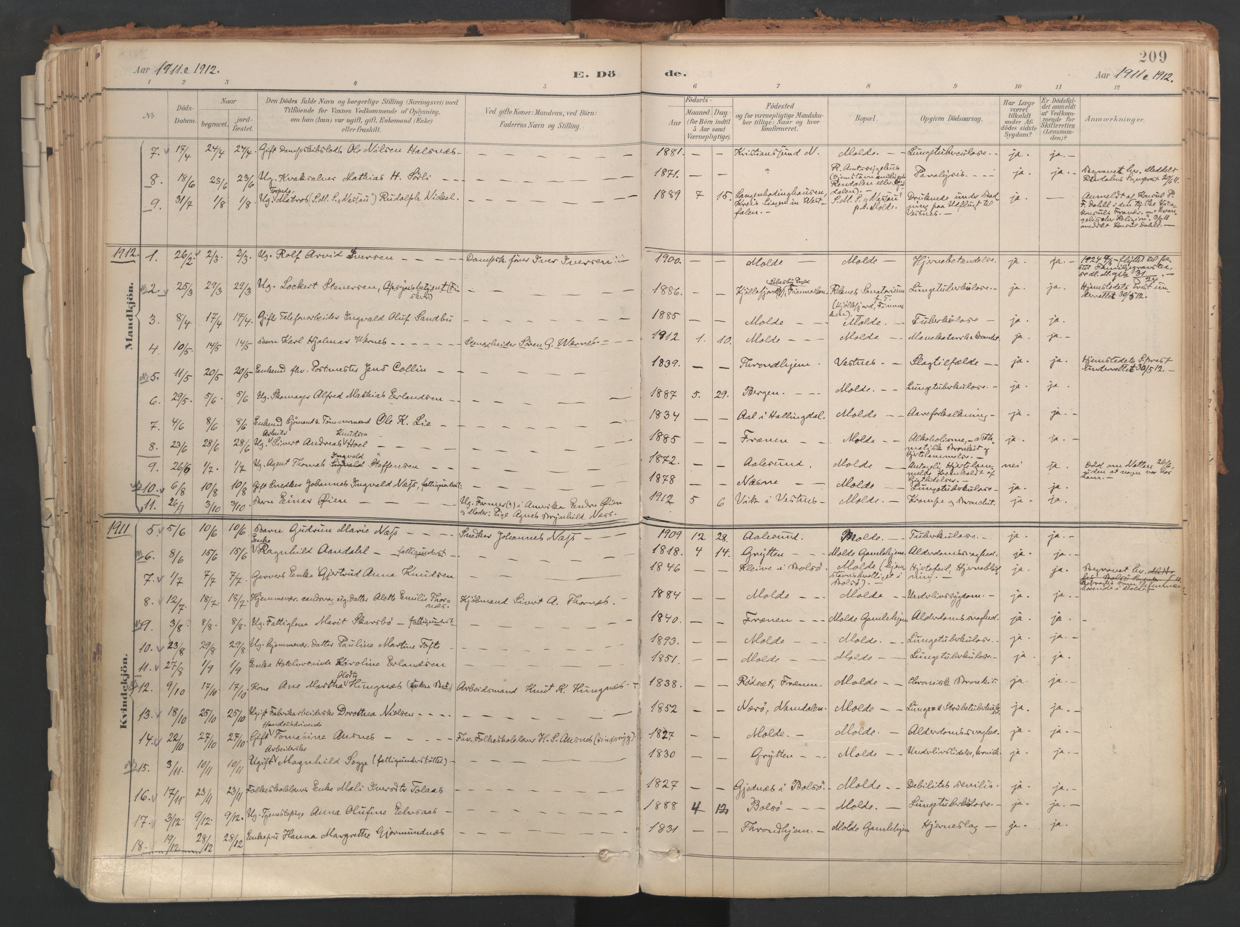 Ministerialprotokoller, klokkerbøker og fødselsregistre - Møre og Romsdal, SAT/A-1454/558/L0692: Parish register (official) no. 558A06, 1887-1971, p. 209