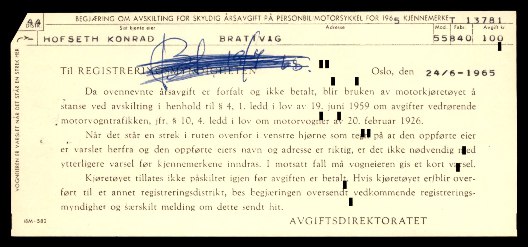 Møre og Romsdal vegkontor - Ålesund trafikkstasjon, AV/SAT-A-4099/F/Fe/L0041: Registreringskort for kjøretøy T 13710 - T 13905, 1927-1998, p. 1197