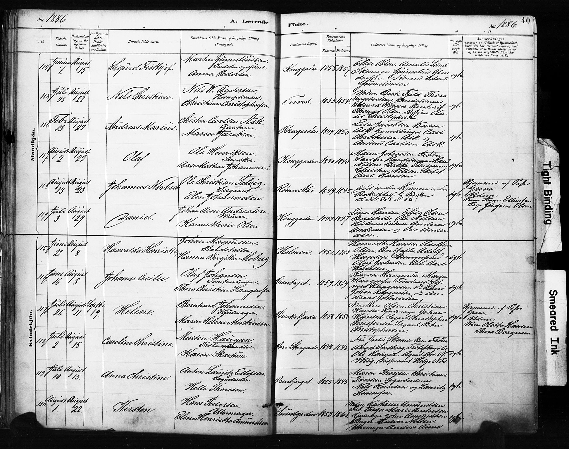 Bragernes kirkebøker, SAKO/A-6/F/Fb/L0007: Parish register (official) no. II 7, 1885-1893, p. 40