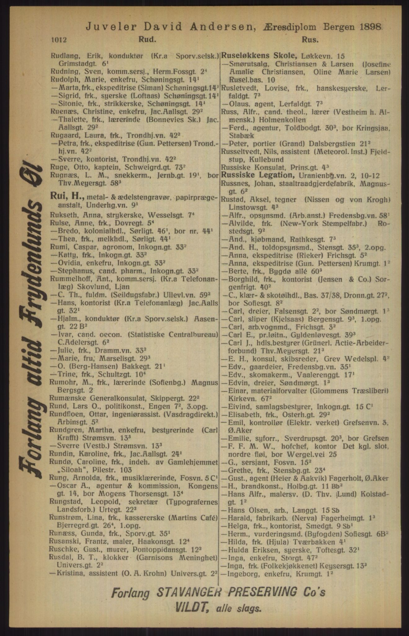 Kristiania/Oslo adressebok, PUBL/-, 1915, p. 1012