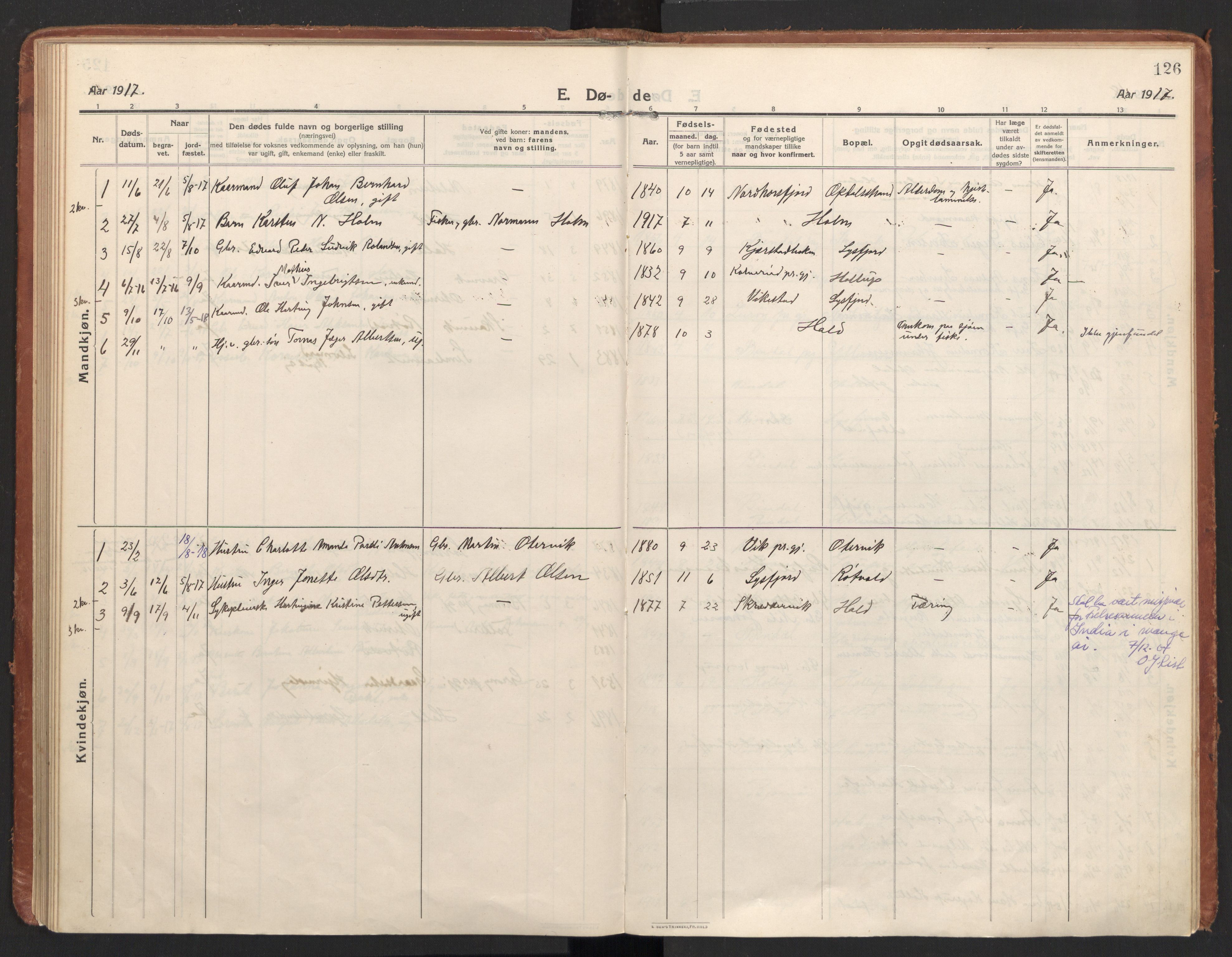 Ministerialprotokoller, klokkerbøker og fødselsregistre - Nordland, AV/SAT-A-1459/811/L0168: Parish register (official) no. 811A05, 1914-1932, p. 126