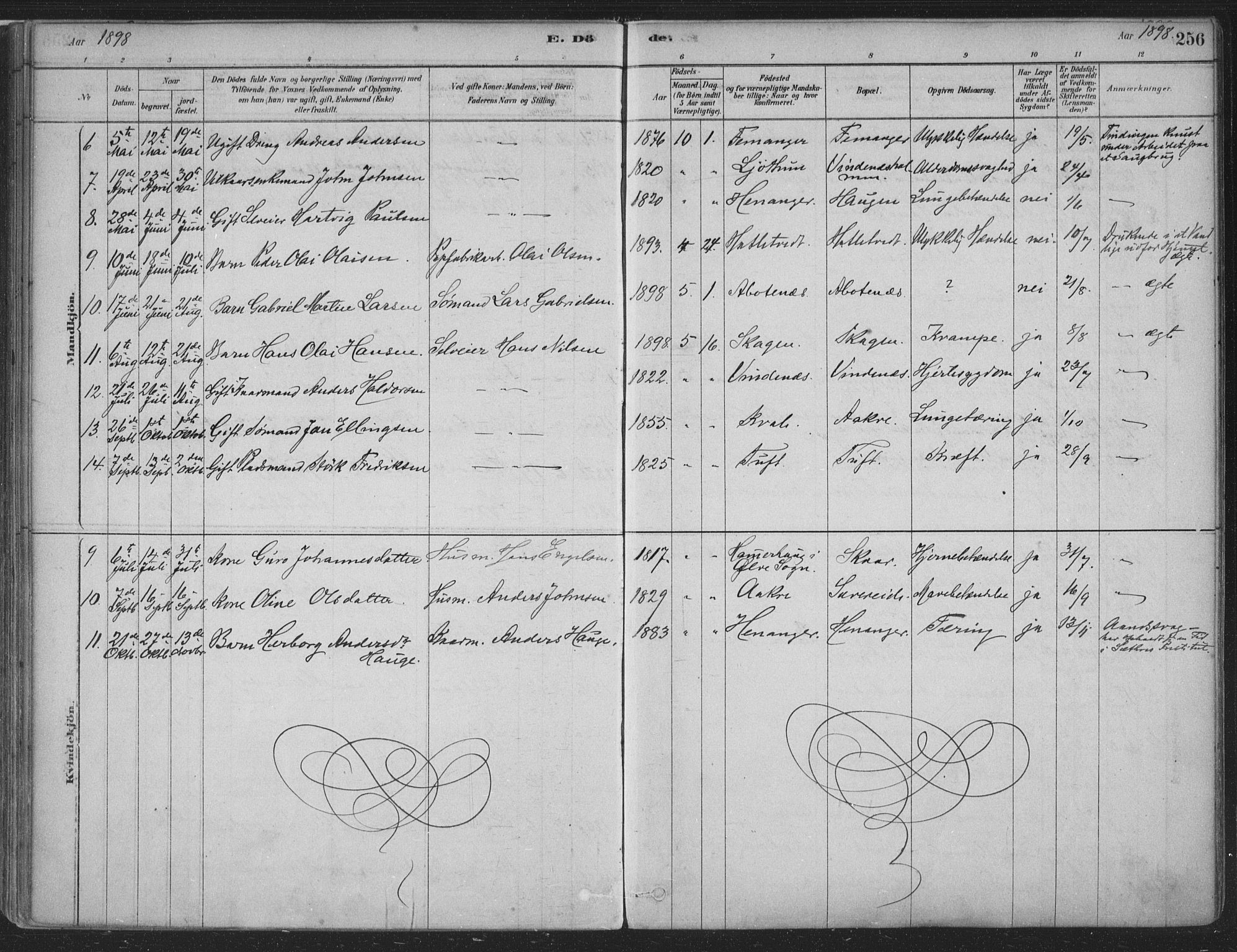 Fusa sokneprestembete, SAB/A-75401/H/Haa: Parish register (official) no. D 1, 1880-1938, p. 256