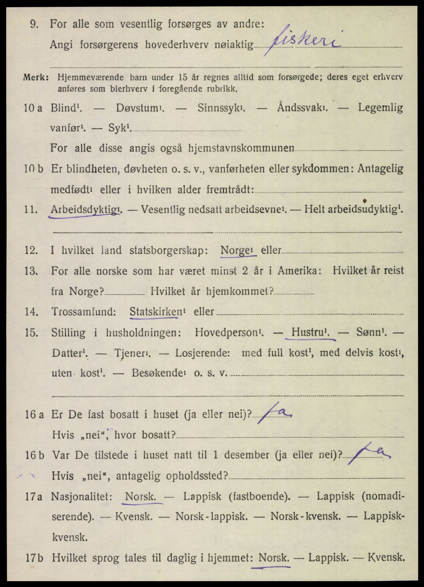 SAT, 1920 census for Vega, 1920, p. 2360