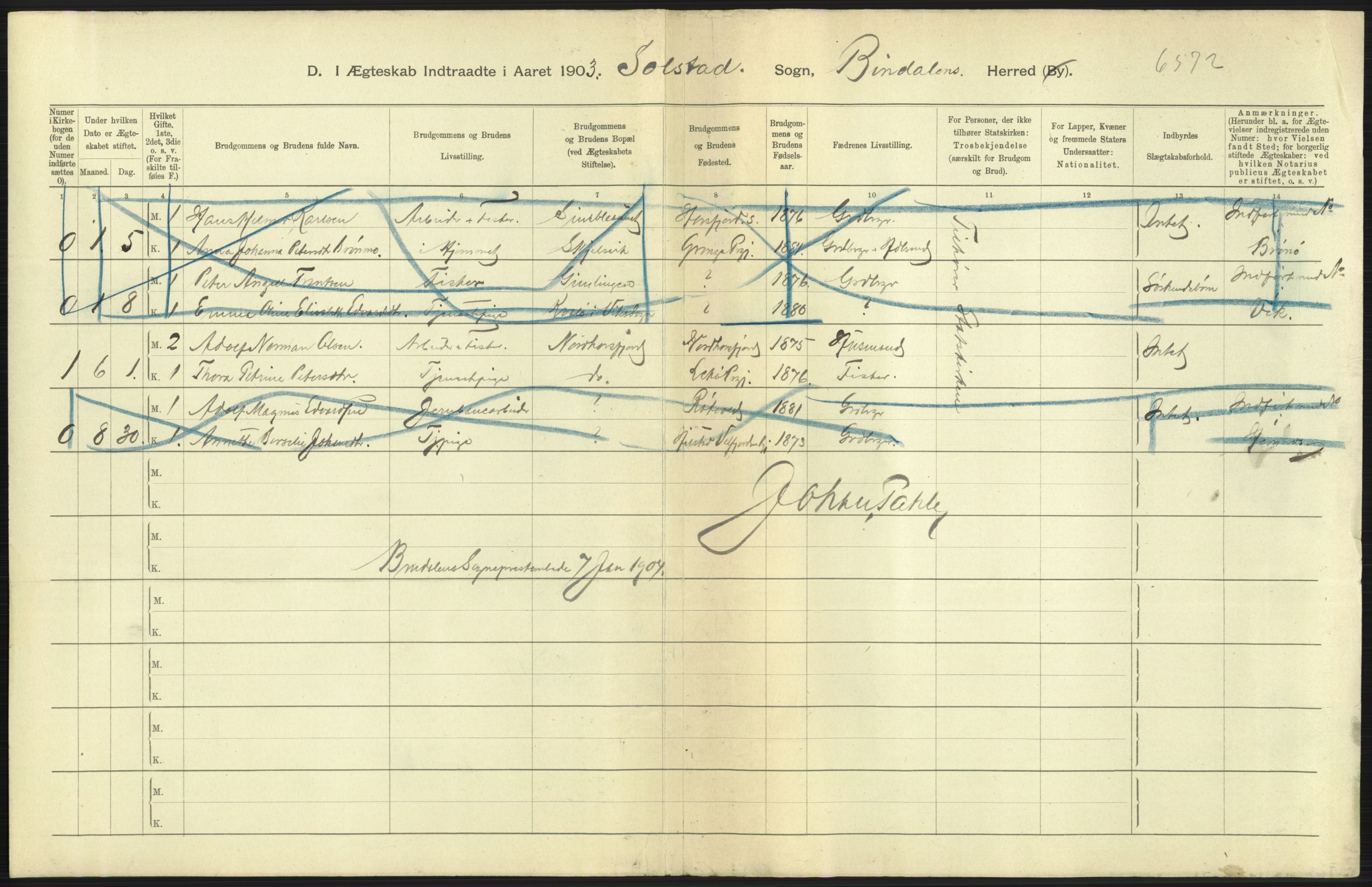 Statistisk sentralbyrå, Sosiodemografiske emner, Befolkning, RA/S-2228/D/Df/Dfa/Dfaa/L0019: Nordlands amt: Fødte, gifte, døde., 1903, p. 45