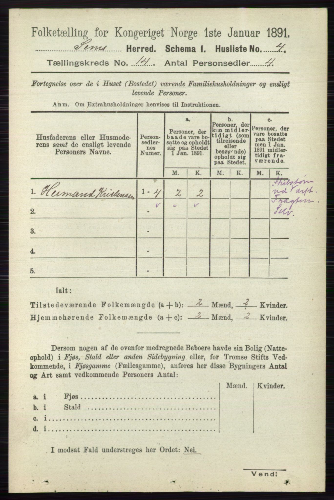 RA, 1891 census for 0721 Sem, 1891, p. 6967