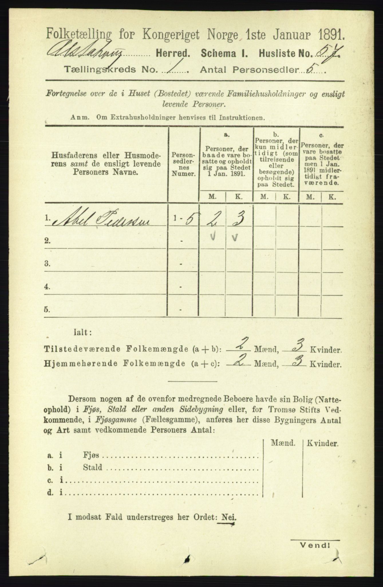 RA, 1891 census for 1820 Alstahaug, 1891, p. 92
