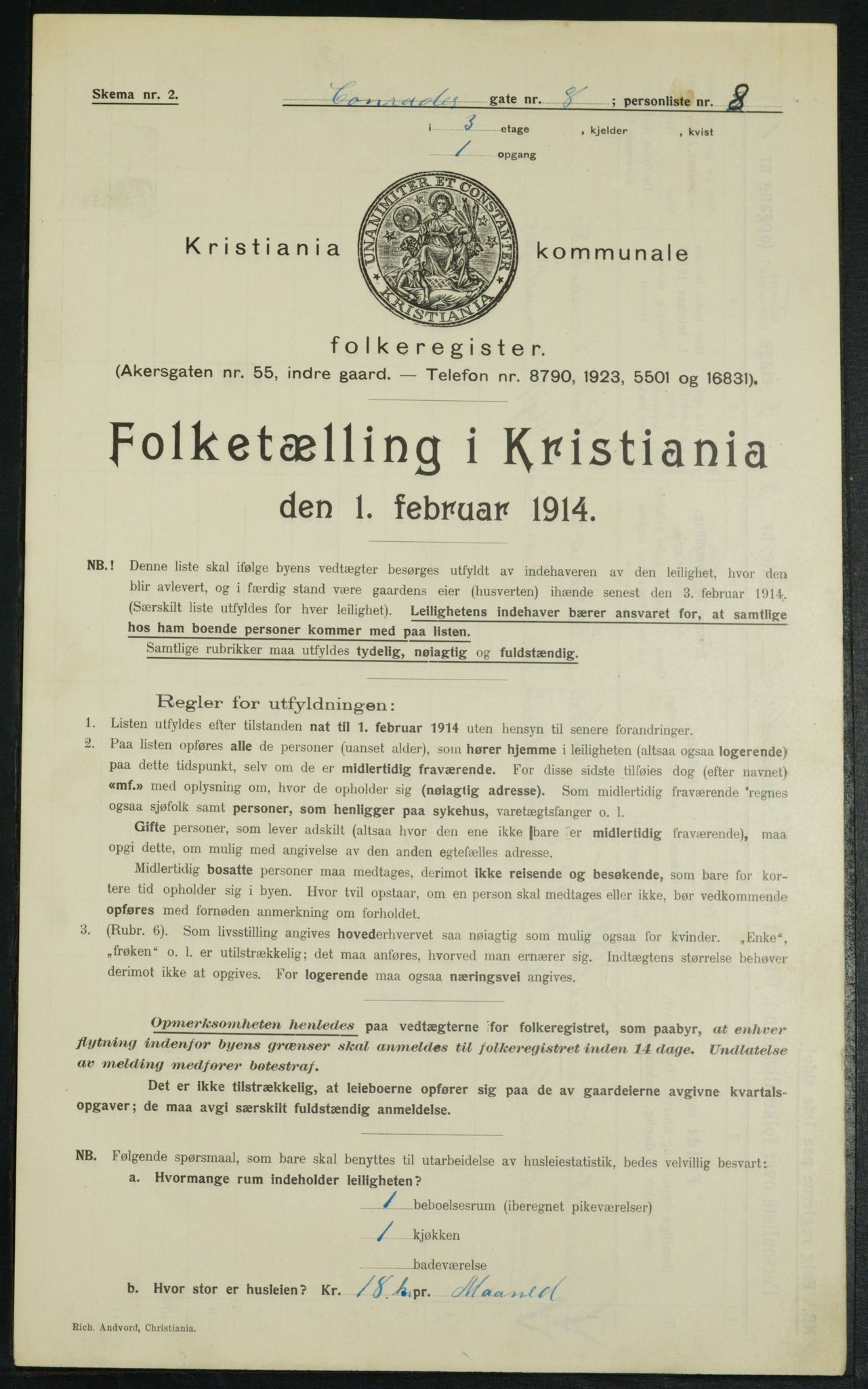 OBA, Municipal Census 1914 for Kristiania, 1914, p. 13751