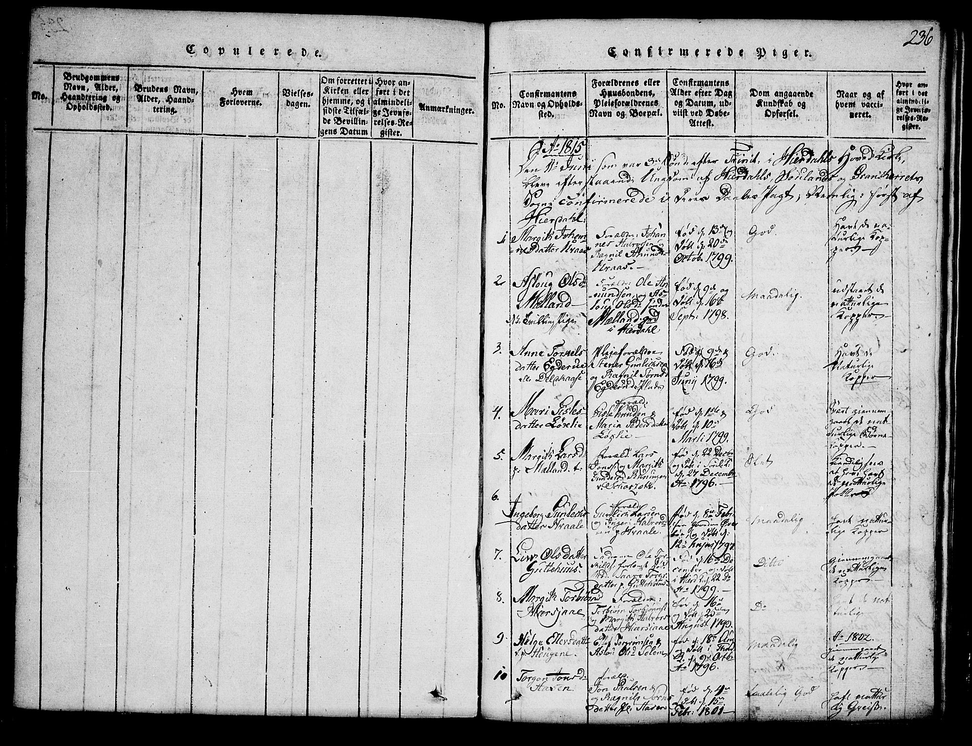Hjartdal kirkebøker, SAKO/A-270/G/Ga/L0001: Parish register (copy) no. I 1, 1815-1842, p. 236