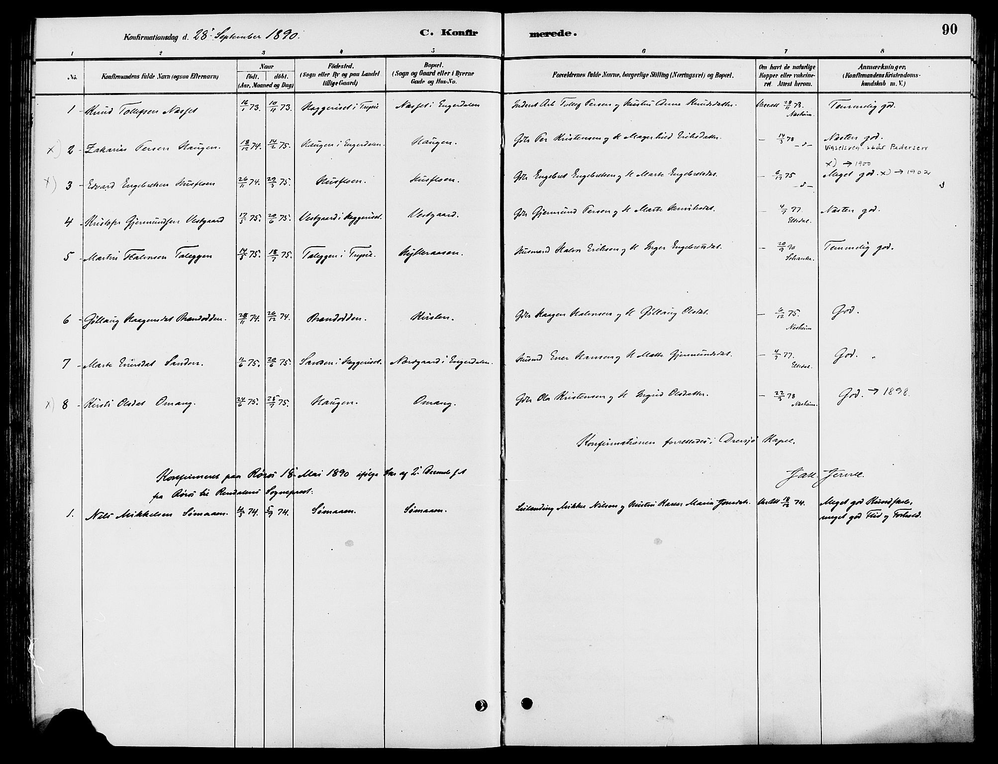 Engerdal prestekontor, SAH/PREST-048/H/Ha/Haa/L0001: Parish register (official) no. 1, 1881-1898, p. 90