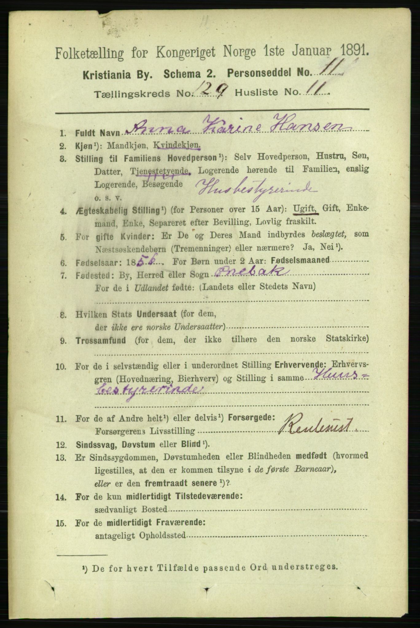 RA, 1891 census for 0301 Kristiania, 1891, p. 69478