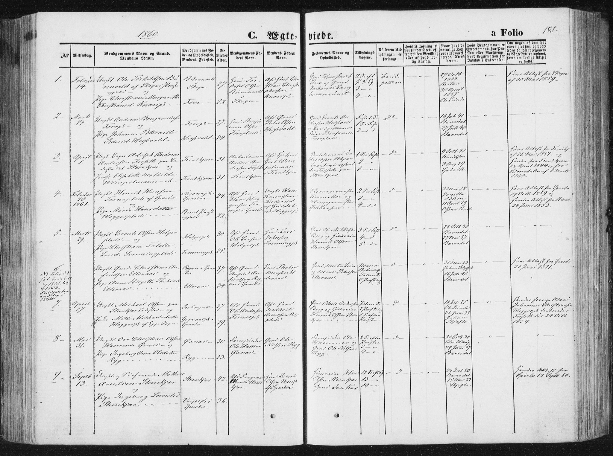 Ministerialprotokoller, klokkerbøker og fødselsregistre - Nord-Trøndelag, SAT/A-1458/746/L0447: Parish register (official) no. 746A06, 1860-1877, p. 181