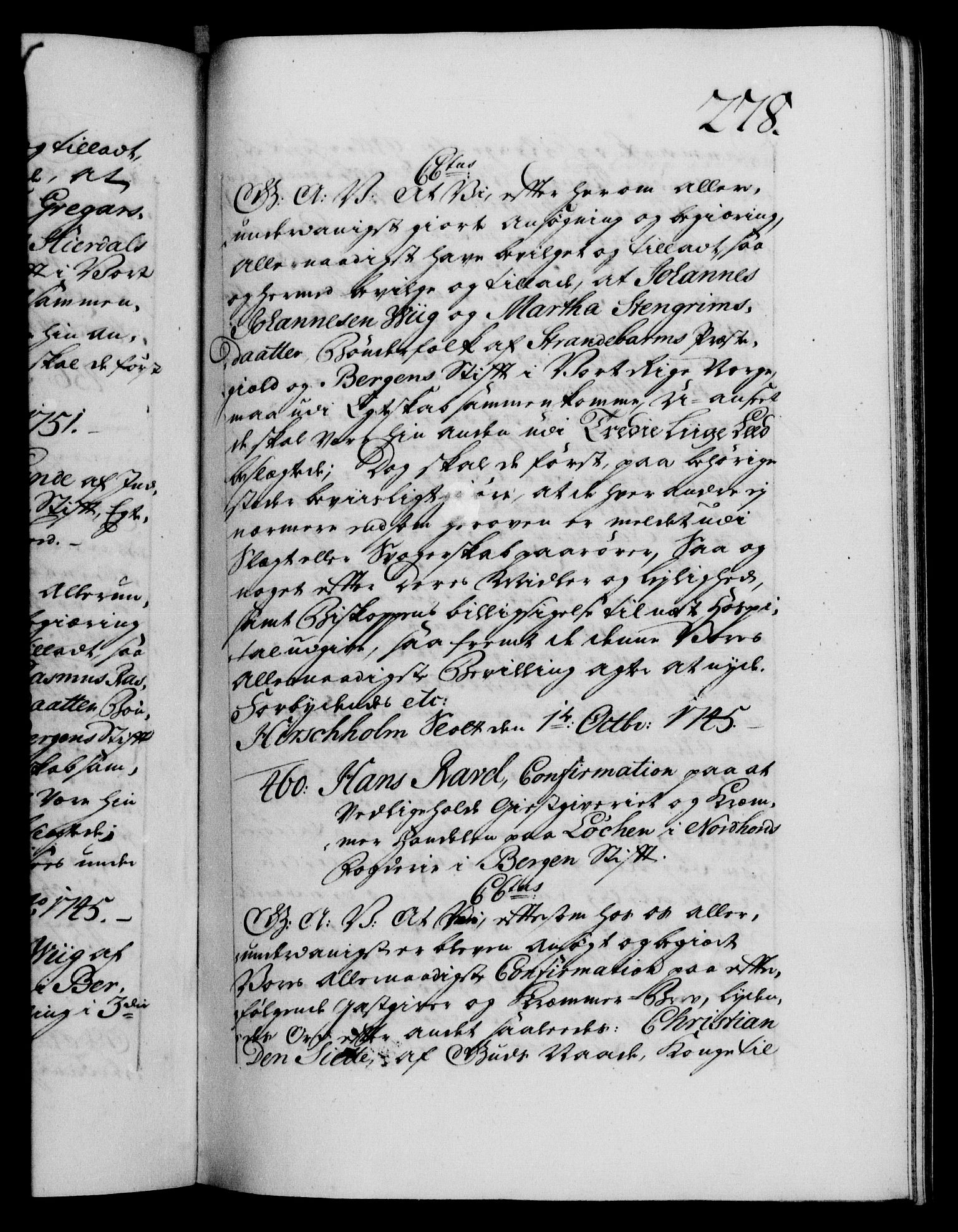 Danske Kanselli 1572-1799, AV/RA-EA-3023/F/Fc/Fca/Fcaa/L0034: Norske registre, 1745-1746, p. 278a