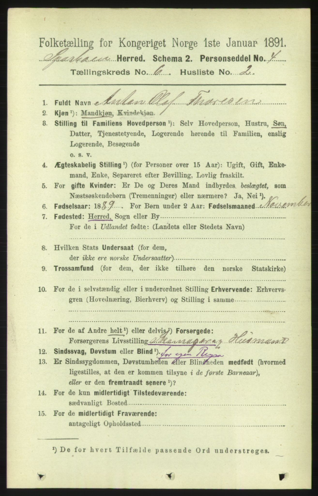 RA, 1891 census for 1731 Sparbu, 1891, p. 2164