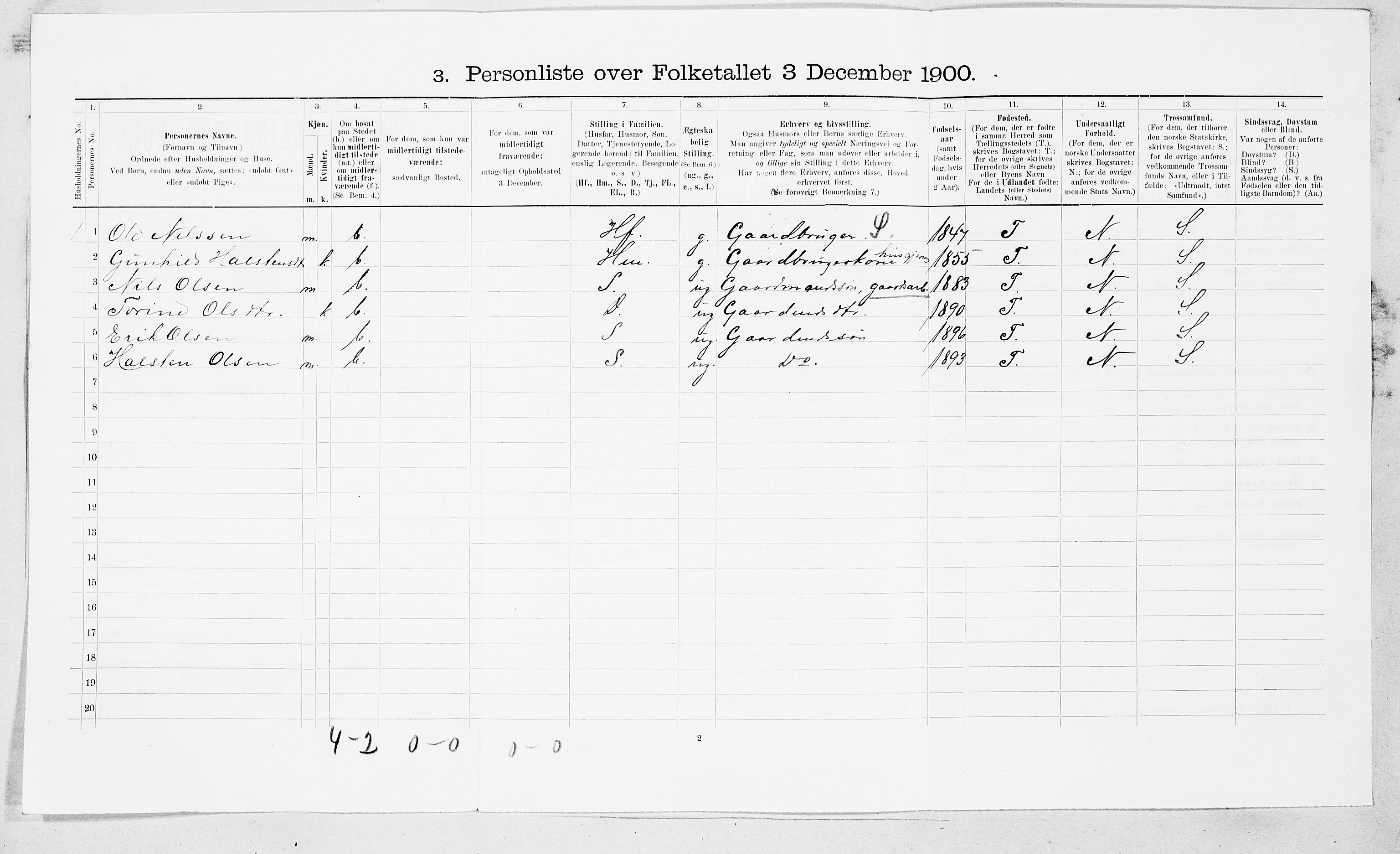 SAT, 1900 census for Straumsnes, 1900, p. 29