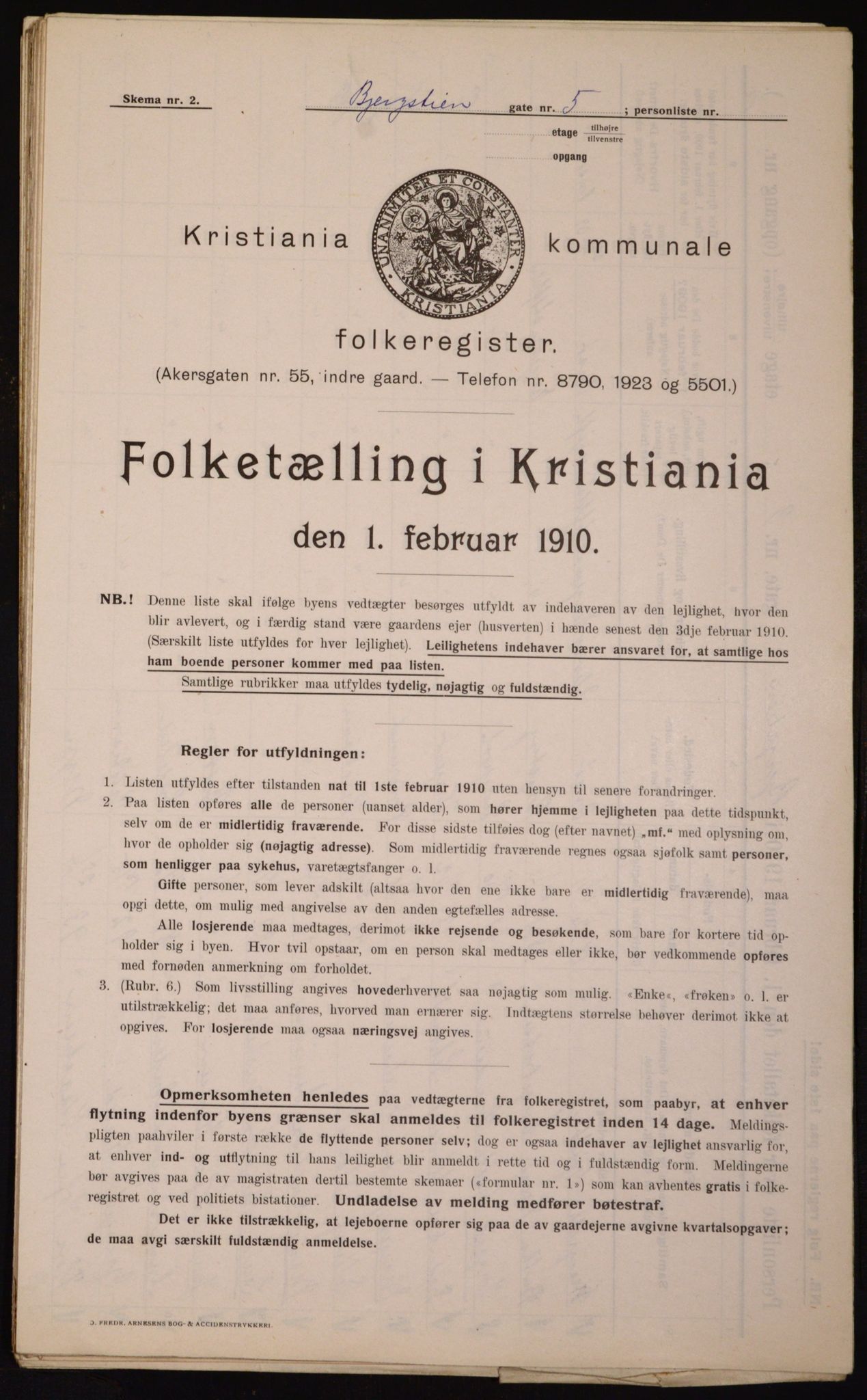 OBA, Municipal Census 1910 for Kristiania, 1910, p. 4186