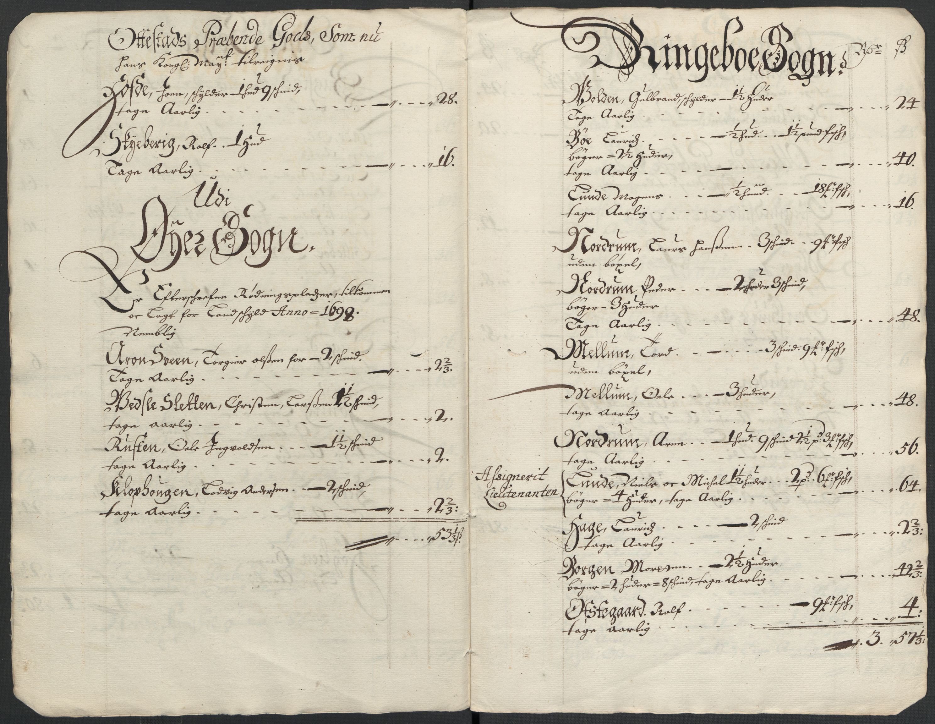 Rentekammeret inntil 1814, Reviderte regnskaper, Fogderegnskap, RA/EA-4092/R17/L1172: Fogderegnskap Gudbrandsdal, 1699, p. 46