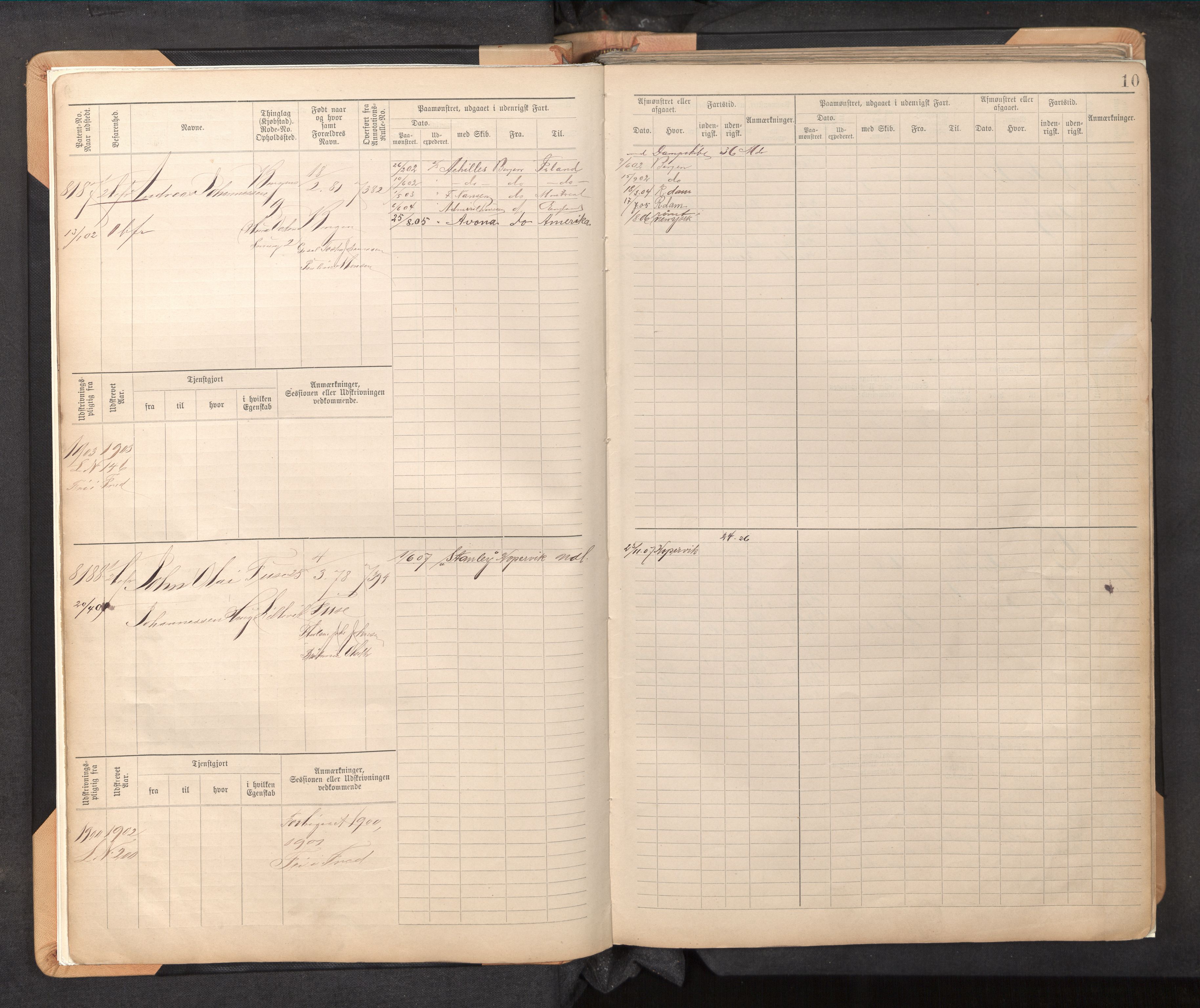 Innrulleringssjefen i Bergen, AV/SAB-A-100050/F/Fc/L0013: Sjøfartshovedrulle, nr. 8169 - 8766, 1900-1910, p. 10