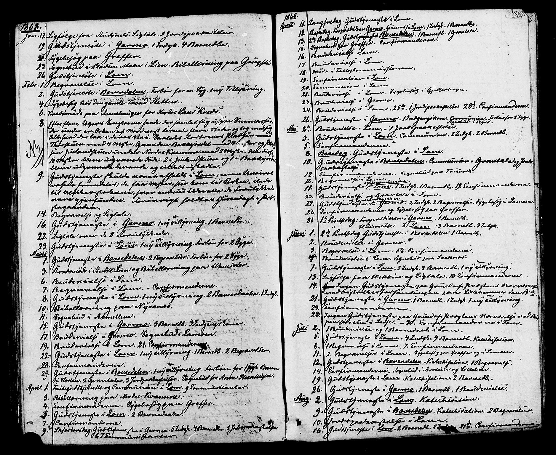 Lom prestekontor, AV/SAH-PREST-070/K/L0007: Parish register (official) no. 7, 1863-1884, p. 384