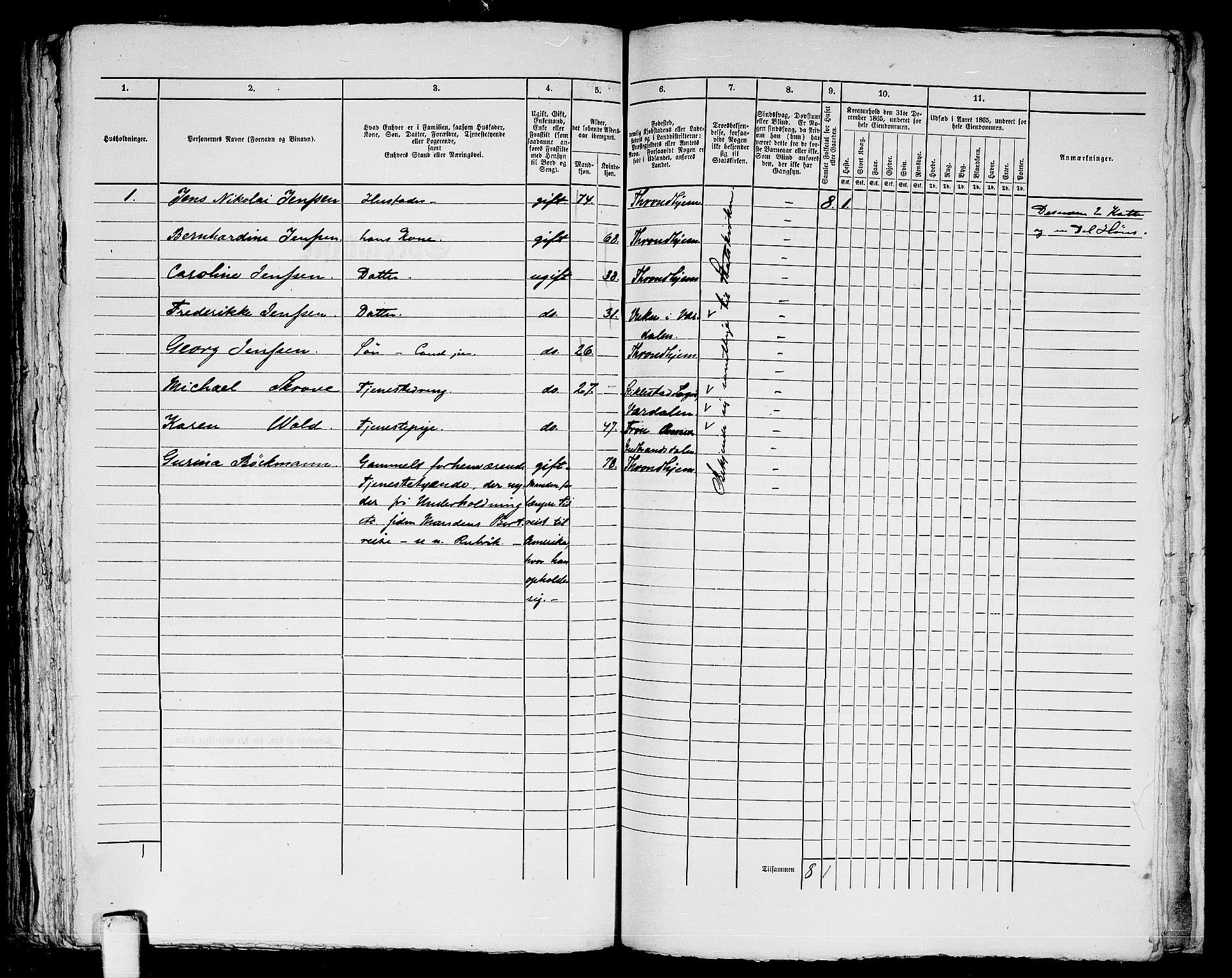 RA, 1865 census for Trondheim, 1865, p. 856