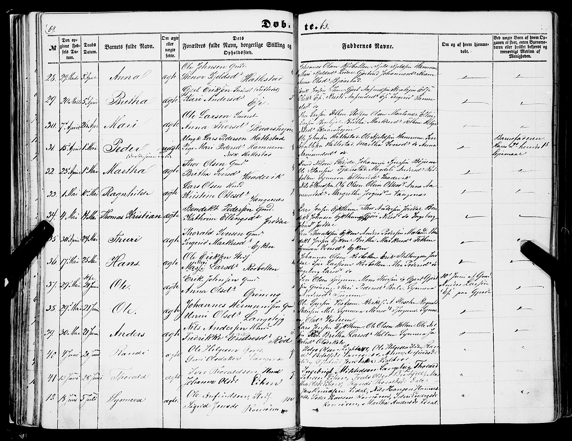 Balestrand sokneprestembete, AV/SAB-A-79601/H/Haa/Haaa/L0002: Parish register (official) no. A 2, 1847-1866, p. 69