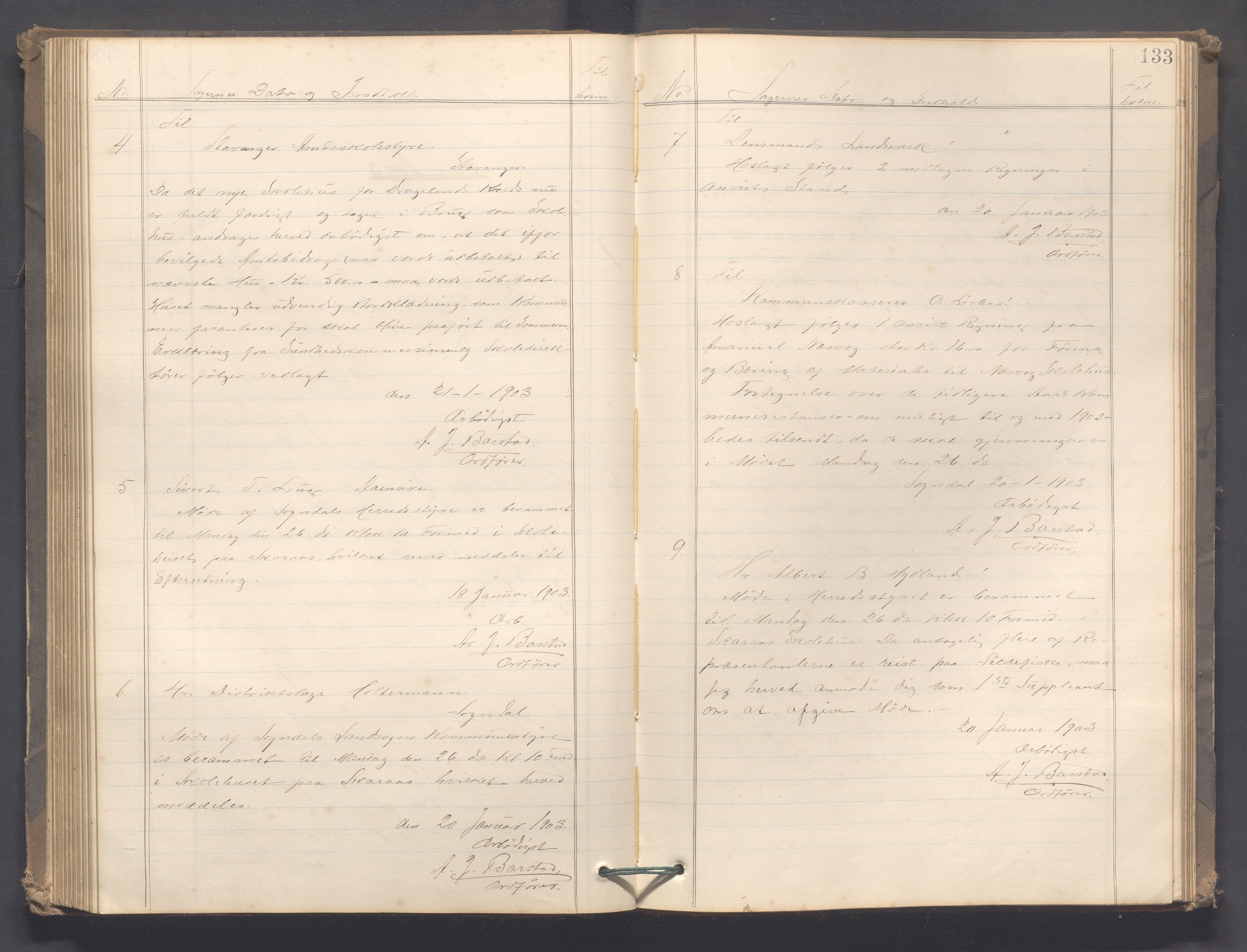 Sokndal kommune - Formannskapet/Sentraladministrasjonen, IKAR/K-101099/B/L0002: Kopibok, 1886-1904, p. 133