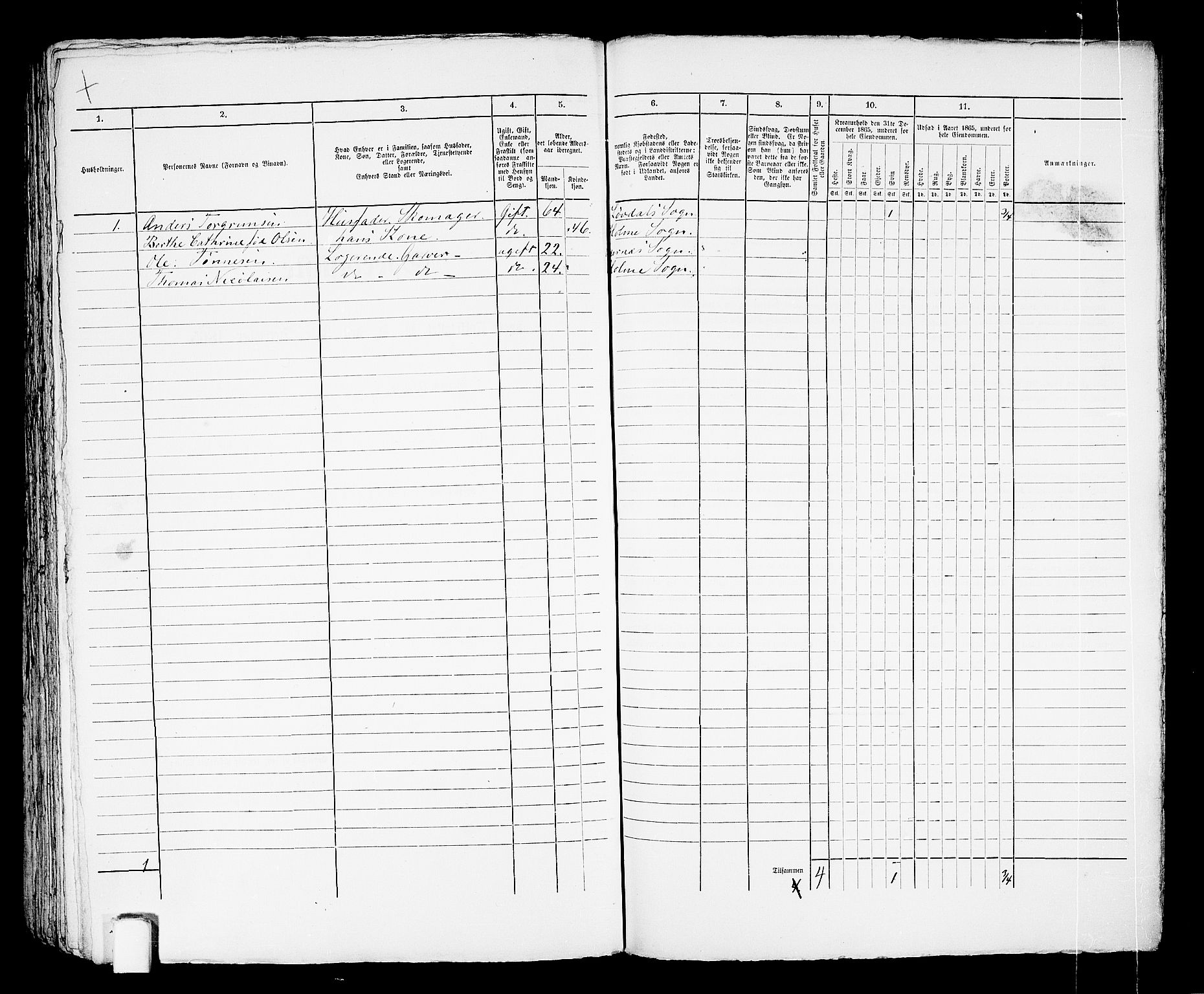 RA, 1865 census for Mandal/Mandal, 1865, p. 892