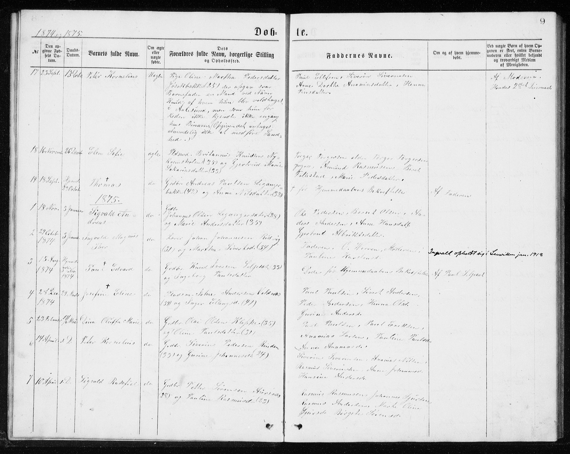 Ministerialprotokoller, klokkerbøker og fødselsregistre - Møre og Romsdal, AV/SAT-A-1454/508/L0097: Parish register (copy) no. 508C01, 1873-1897, p. 9