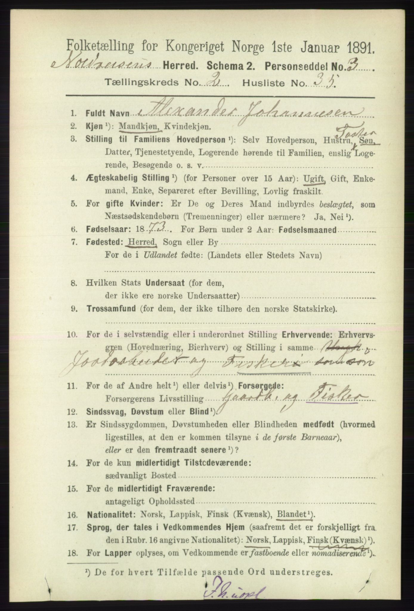 RA, 1891 census for 1942 Nordreisa, 1891, p. 1026