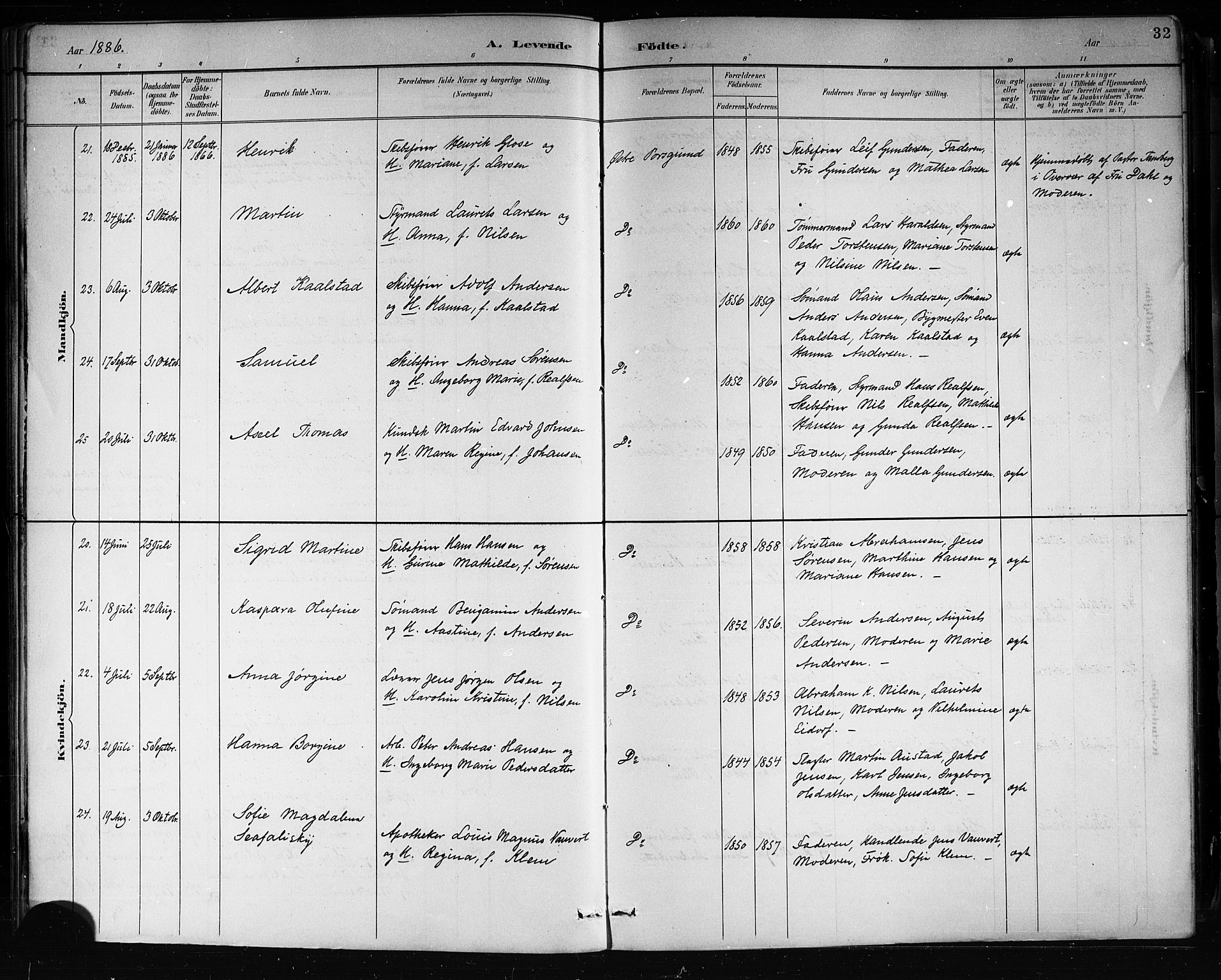 Porsgrunn kirkebøker , SAKO/A-104/G/Gb/L0005: Parish register (copy) no. II 5, 1883-1915, p. 32