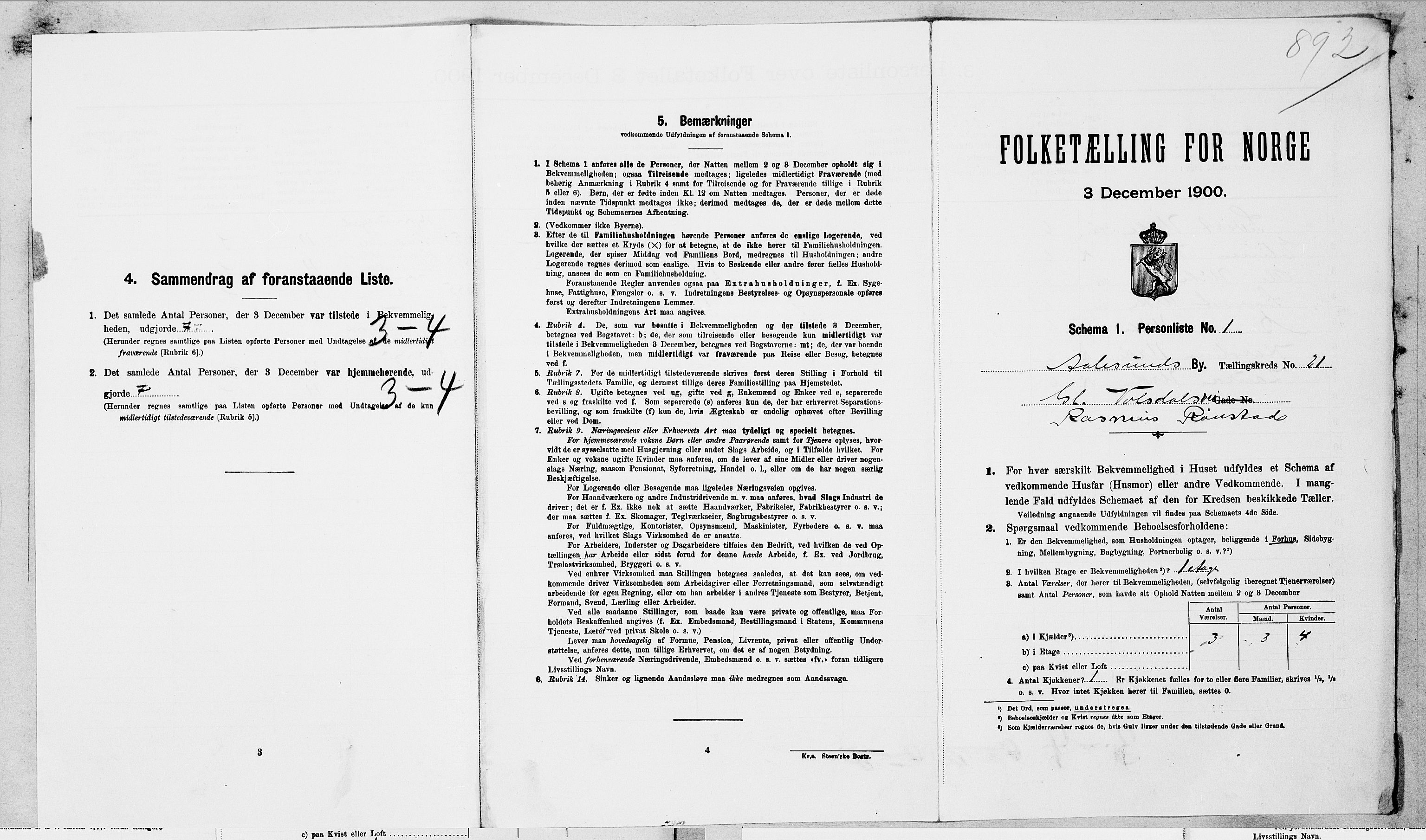 SAT, 1900 census for Ålesund, 1900, p. 5281