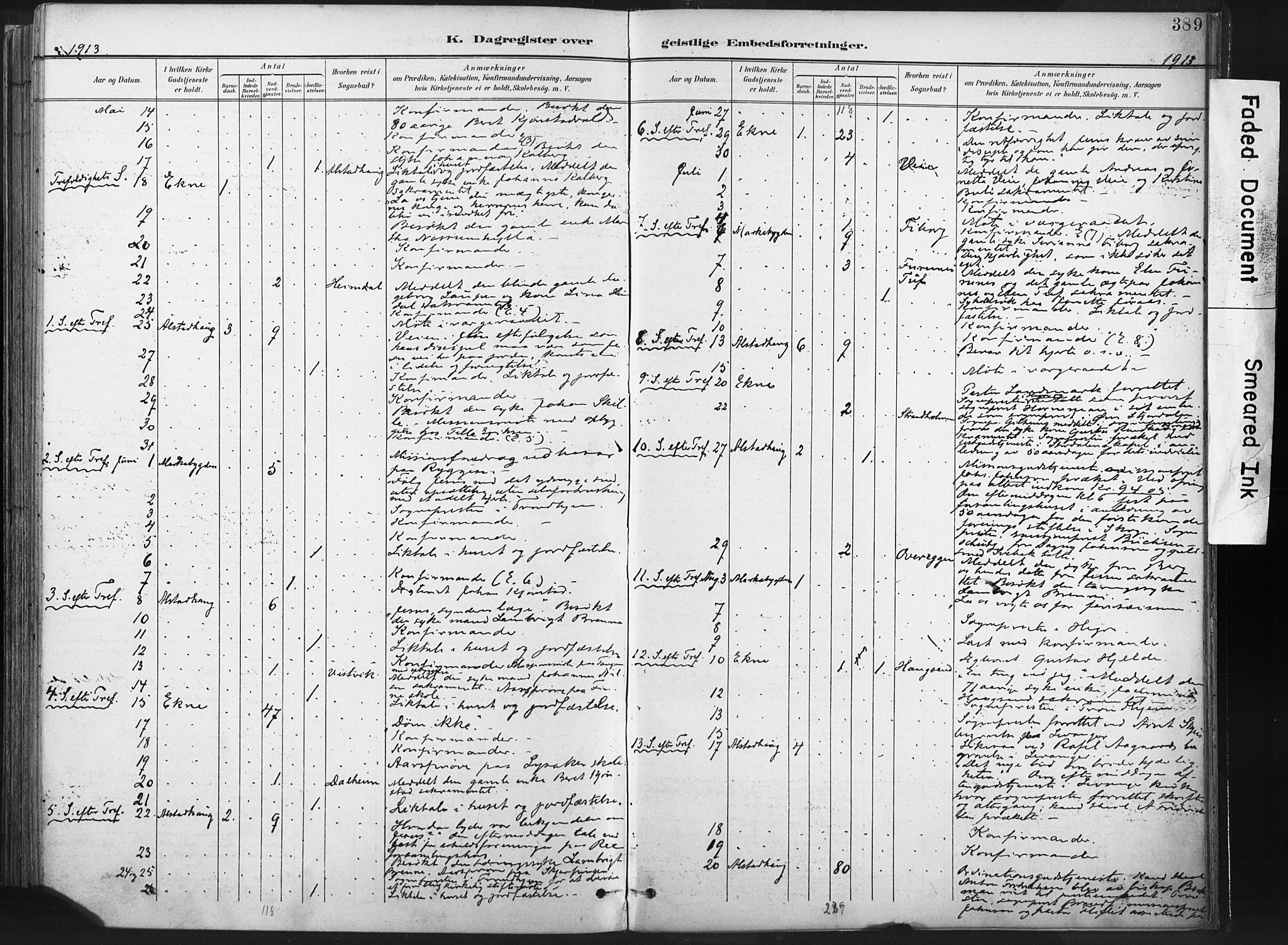 Ministerialprotokoller, klokkerbøker og fødselsregistre - Nord-Trøndelag, SAT/A-1458/717/L0162: Parish register (official) no. 717A12, 1898-1923, p. 389