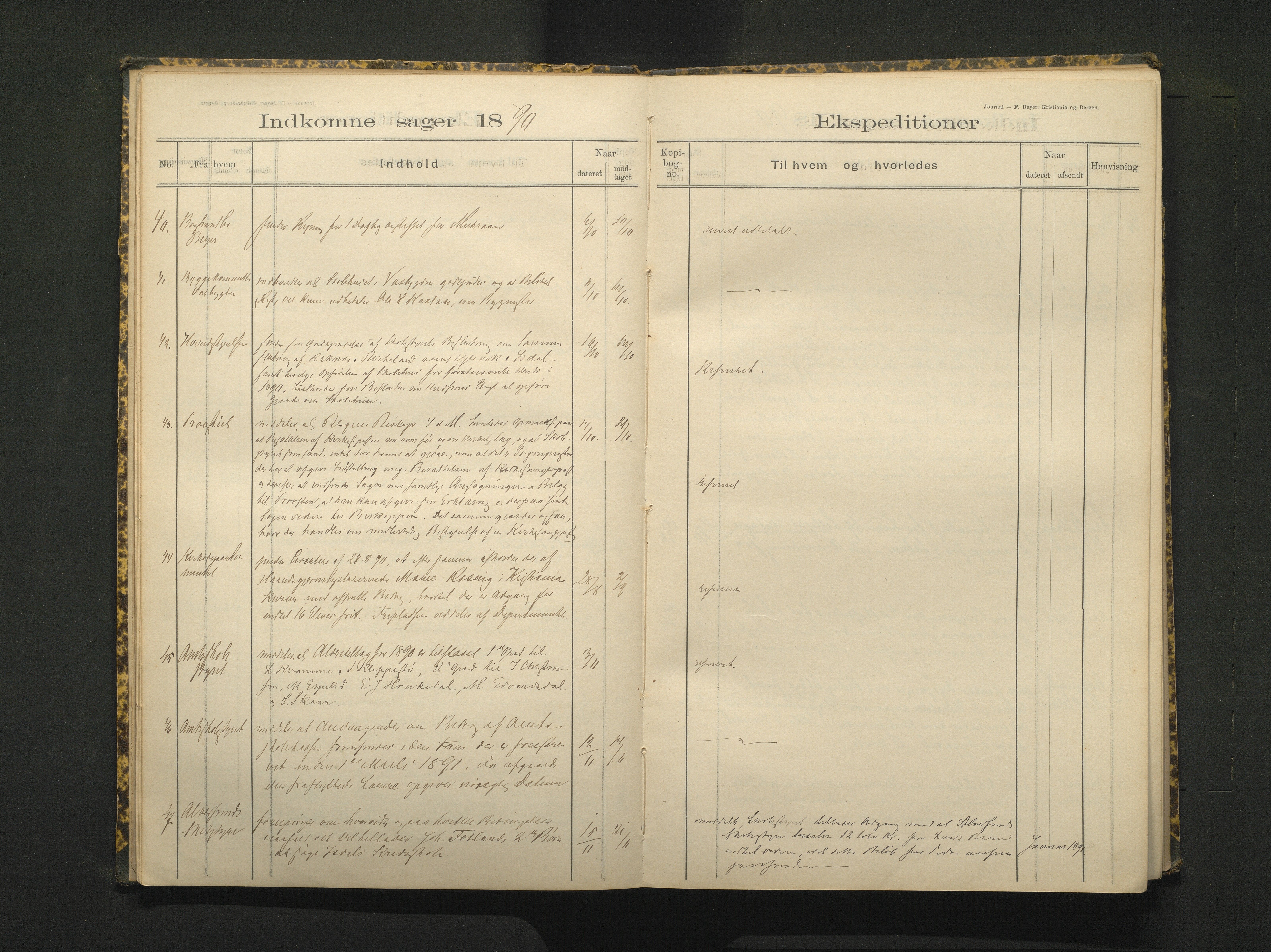 Hamre kommune. Skulestyret, IKAH/1254-211/C/Ca/L0002: Postjournal for Hamre skulestyre, 1890-1901