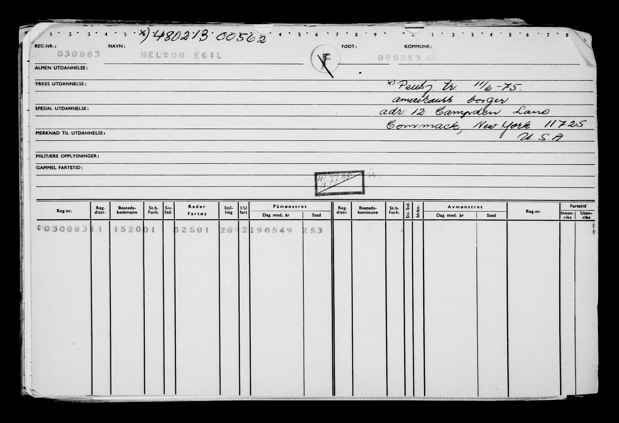 Direktoratet for sjømenn, AV/RA-S-3545/G/Gb/L0110: Hovedkort, 1913, p. 429