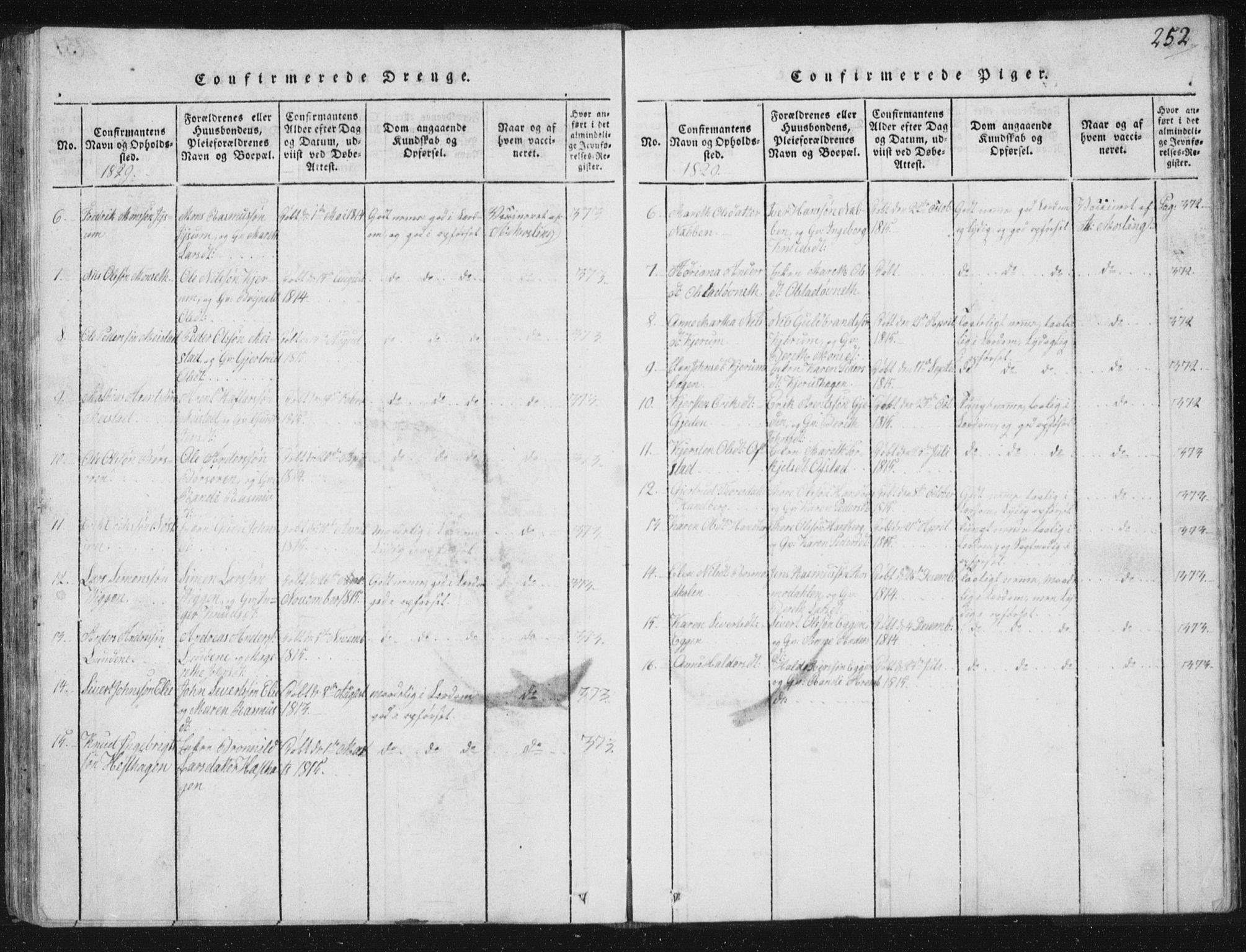 Ministerialprotokoller, klokkerbøker og fødselsregistre - Sør-Trøndelag, AV/SAT-A-1456/665/L0770: Parish register (official) no. 665A05, 1817-1829, p. 252