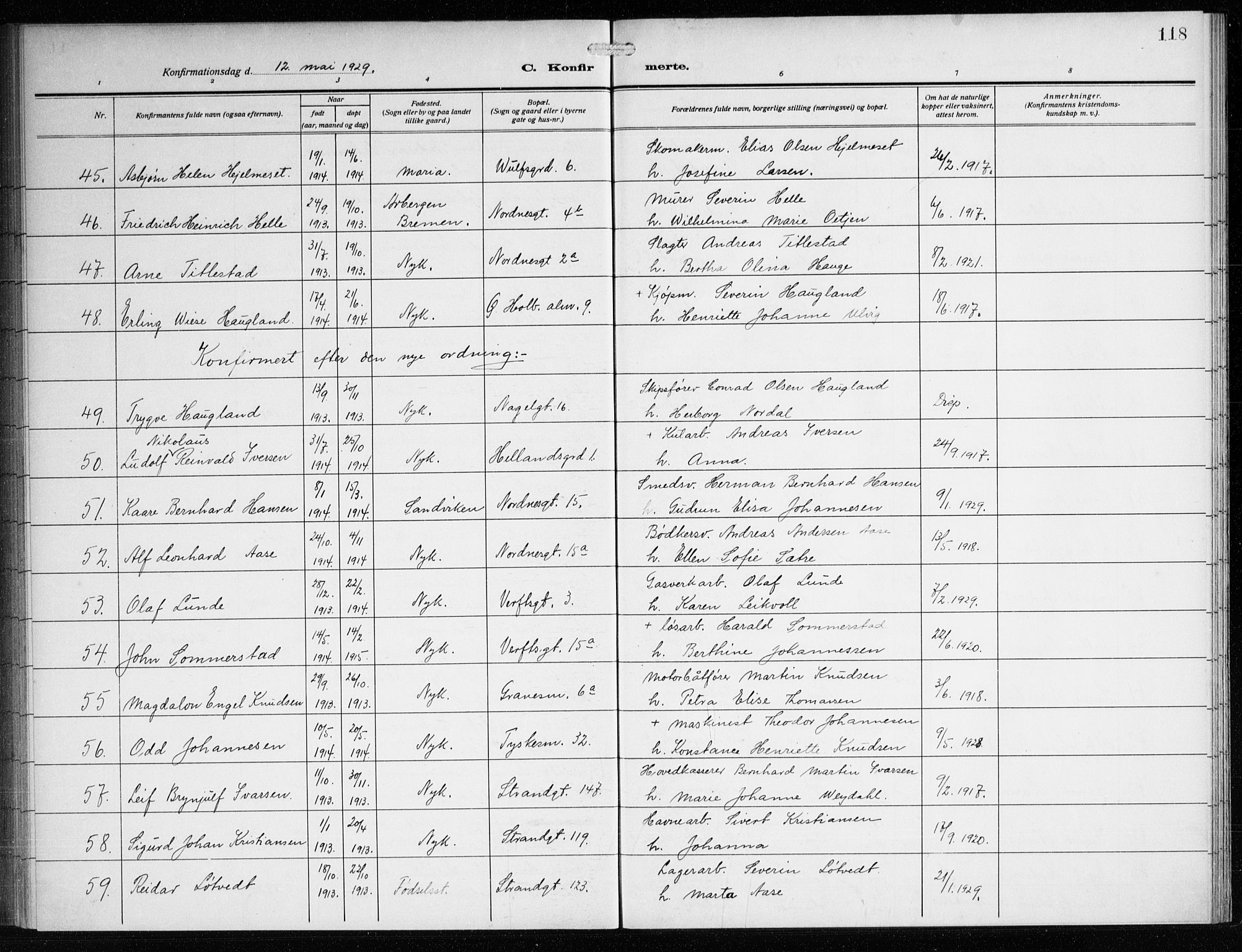 Nykirken Sokneprestembete, SAB/A-77101/H/Haa/L0029: Parish register (official) no. C 8, 1913-1936, p. 118