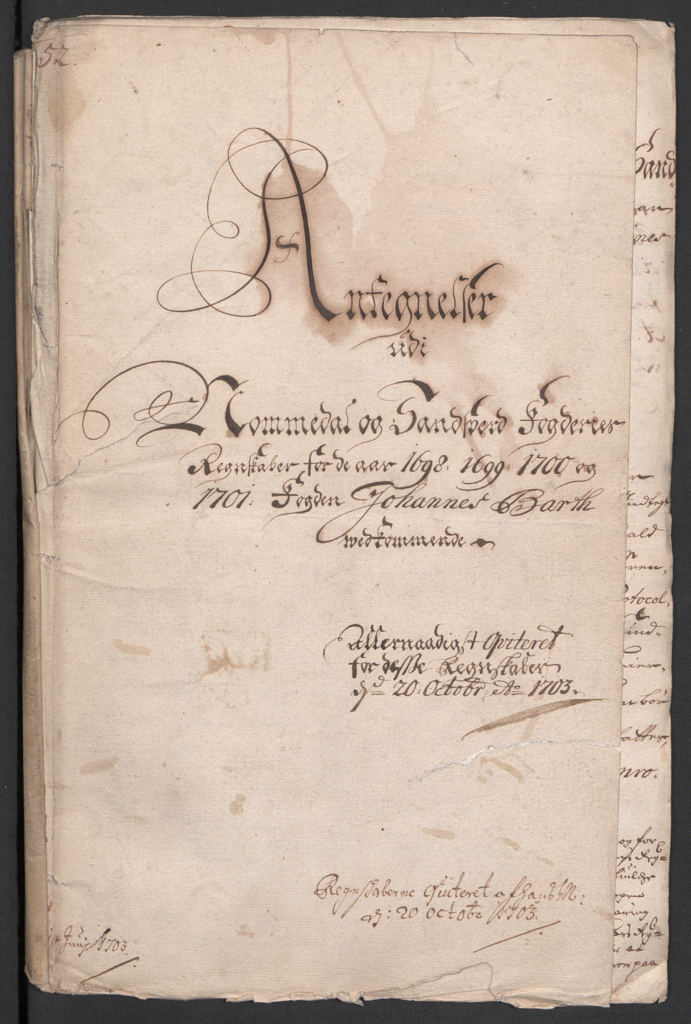 Rentekammeret inntil 1814, Reviderte regnskaper, Fogderegnskap, AV/RA-EA-4092/R24/L1579: Fogderegnskap Numedal og Sandsvær, 1701, p. 4