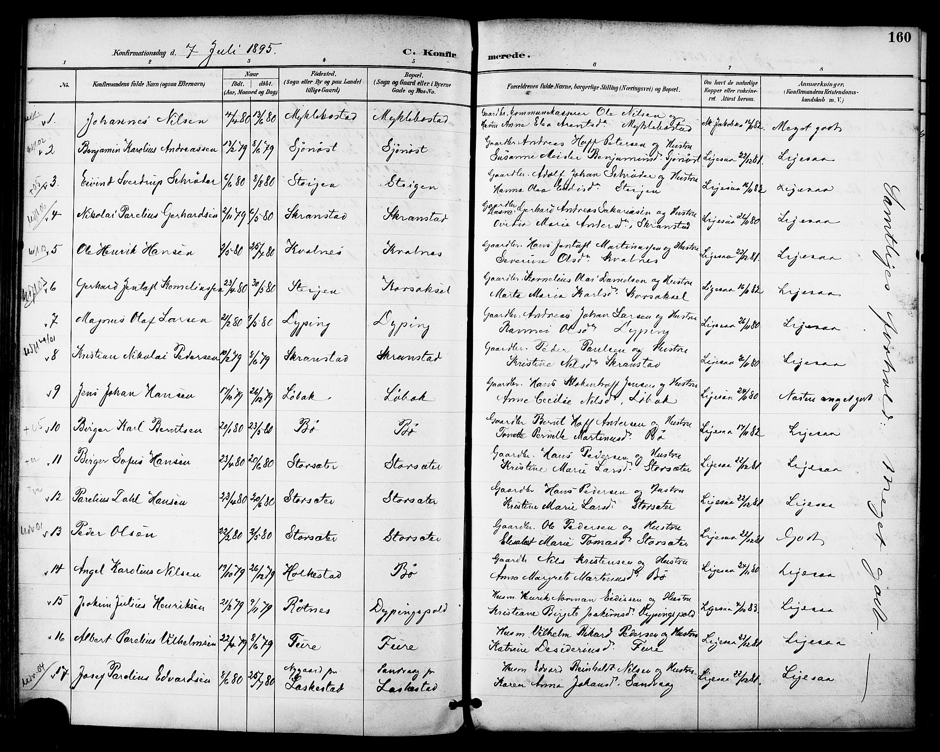 Ministerialprotokoller, klokkerbøker og fødselsregistre - Nordland, AV/SAT-A-1459/855/L0803: Parish register (official) no. 855A11, 1887-1905, p. 160