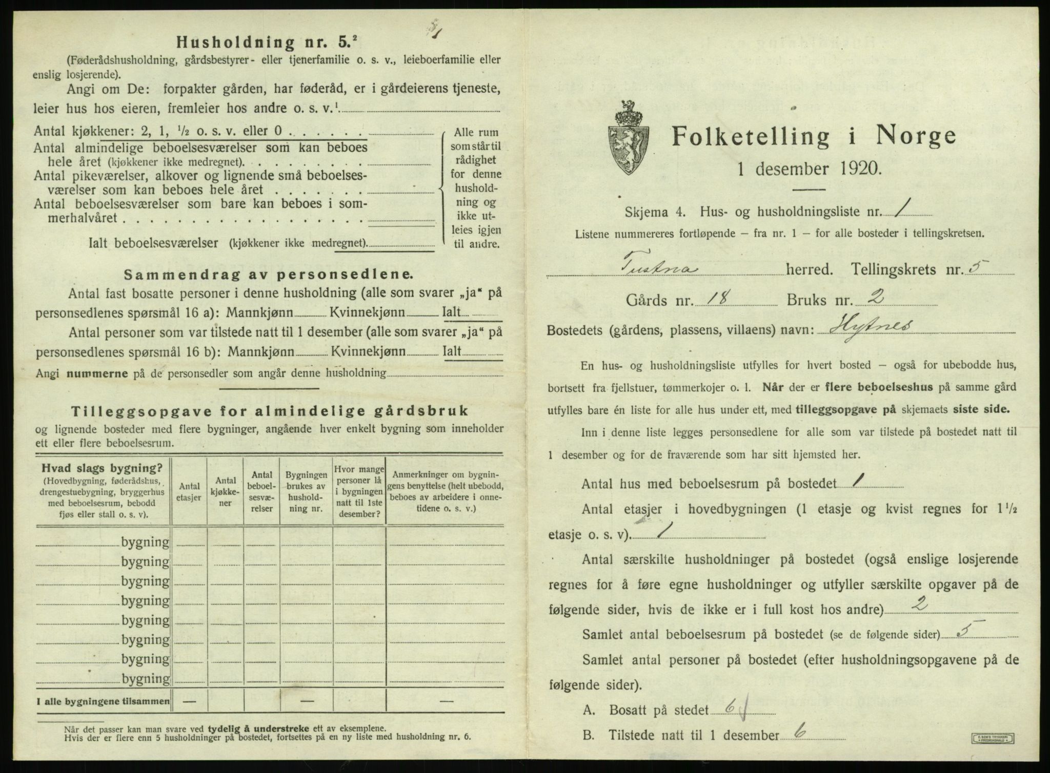 SAT, 1920 census for Tustna, 1920, p. 331