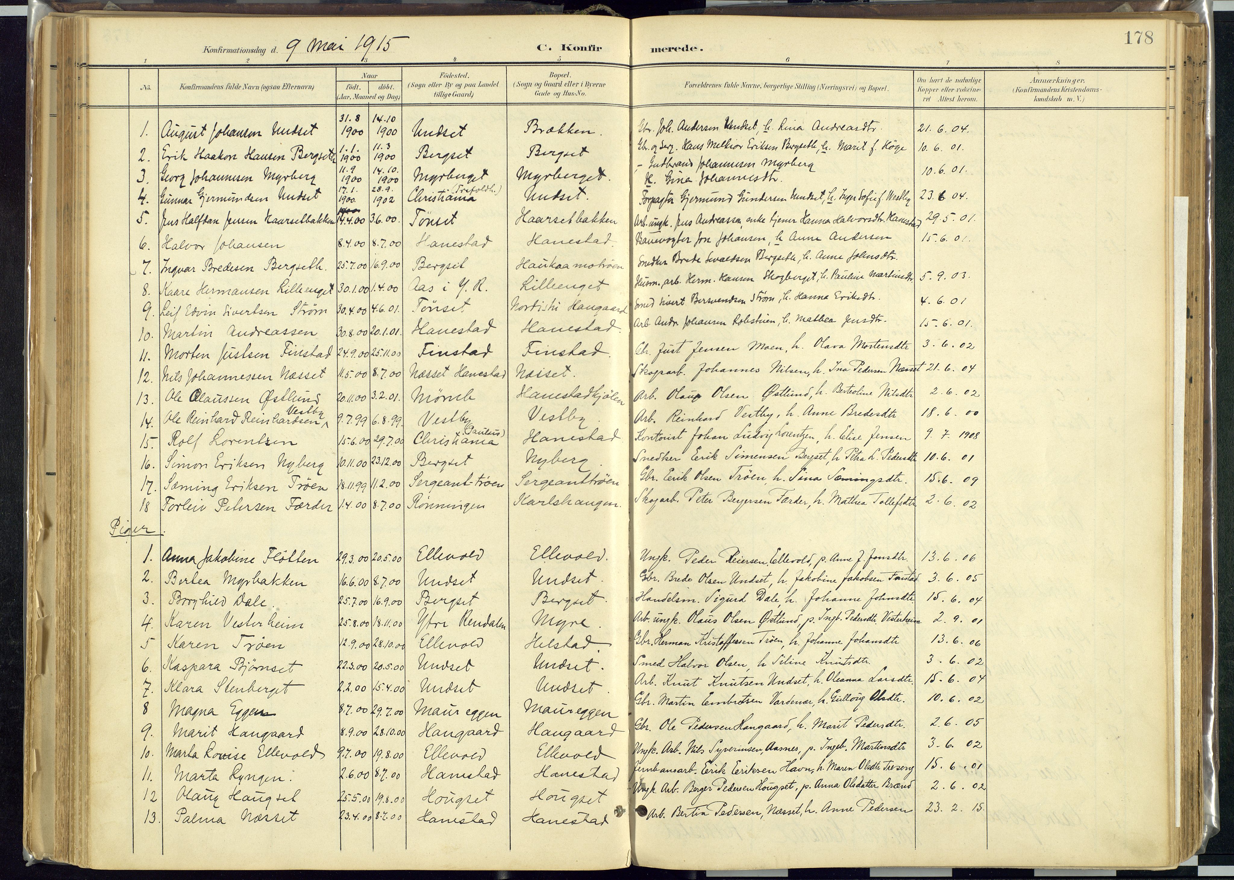 Rendalen prestekontor, SAH/PREST-054/H/Ha/Haa/L0012: Parish register (official) no. 12, 1901-1928, p. 178
