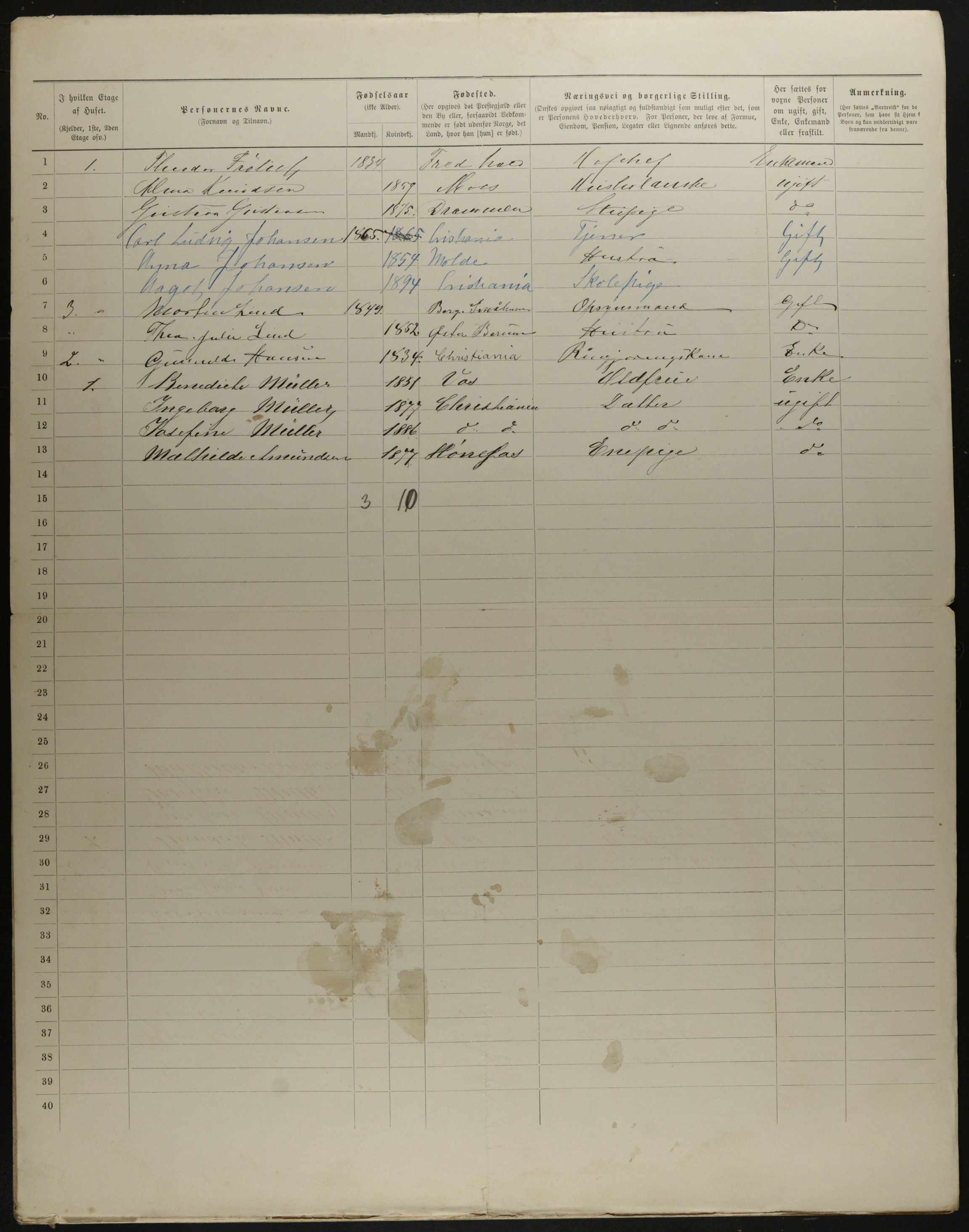 OBA, Municipal Census 1901 for Kristiania, 1901, p. 15764