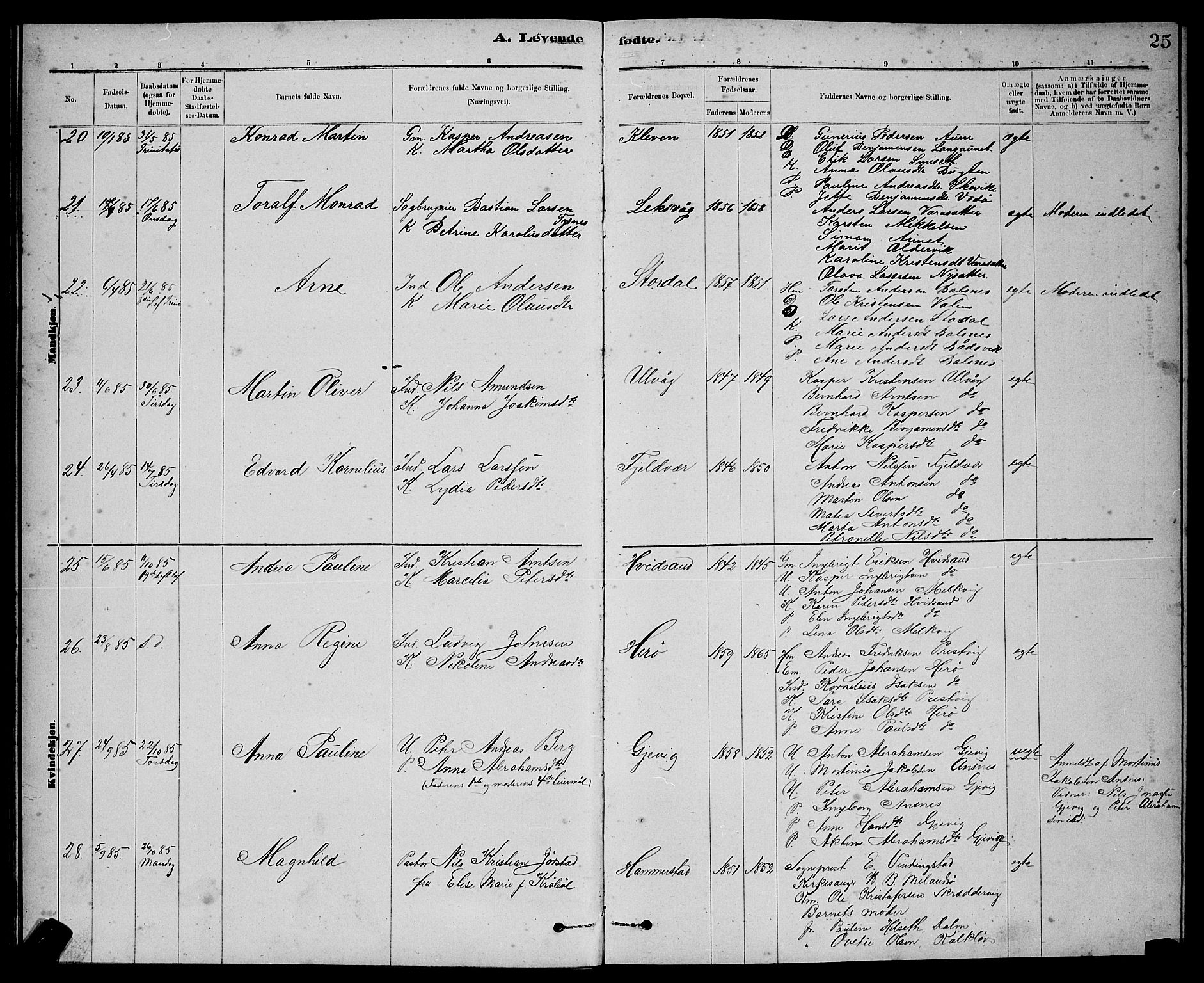 Ministerialprotokoller, klokkerbøker og fødselsregistre - Sør-Trøndelag, SAT/A-1456/637/L0562: Parish register (copy) no. 637C03, 1883-1898, p. 25