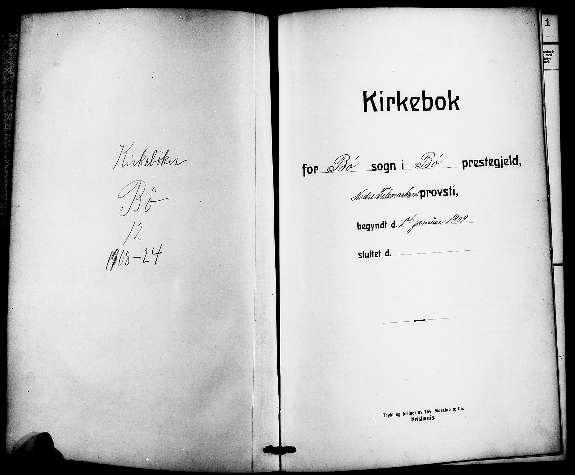 Bø kirkebøker, SAKO/A-257/G/Ga/L0007: Parish register (copy) no. 7, 1909-1924