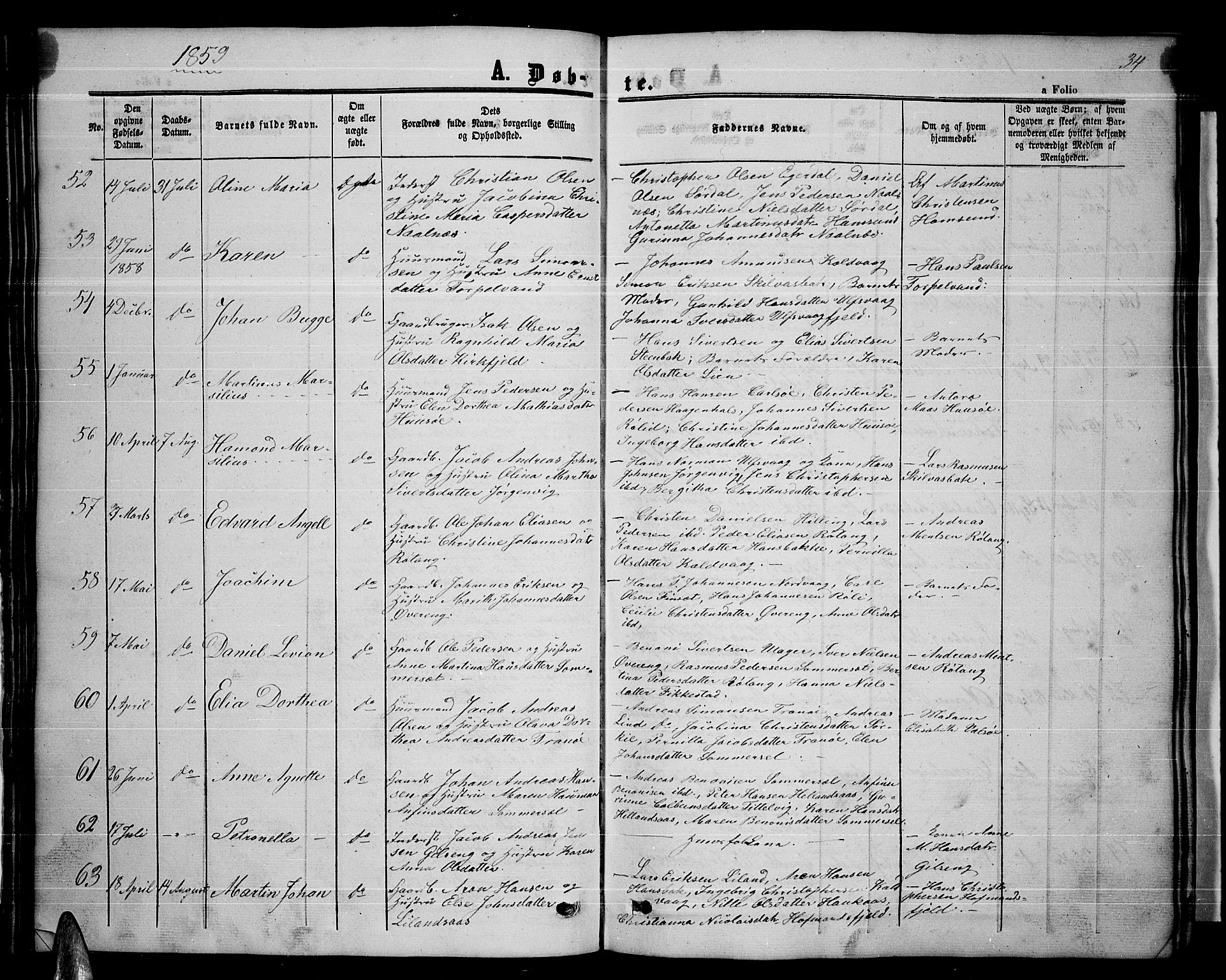 Ministerialprotokoller, klokkerbøker og fødselsregistre - Nordland, AV/SAT-A-1459/859/L0857: Parish register (copy) no. 859C03, 1854-1873, p. 34